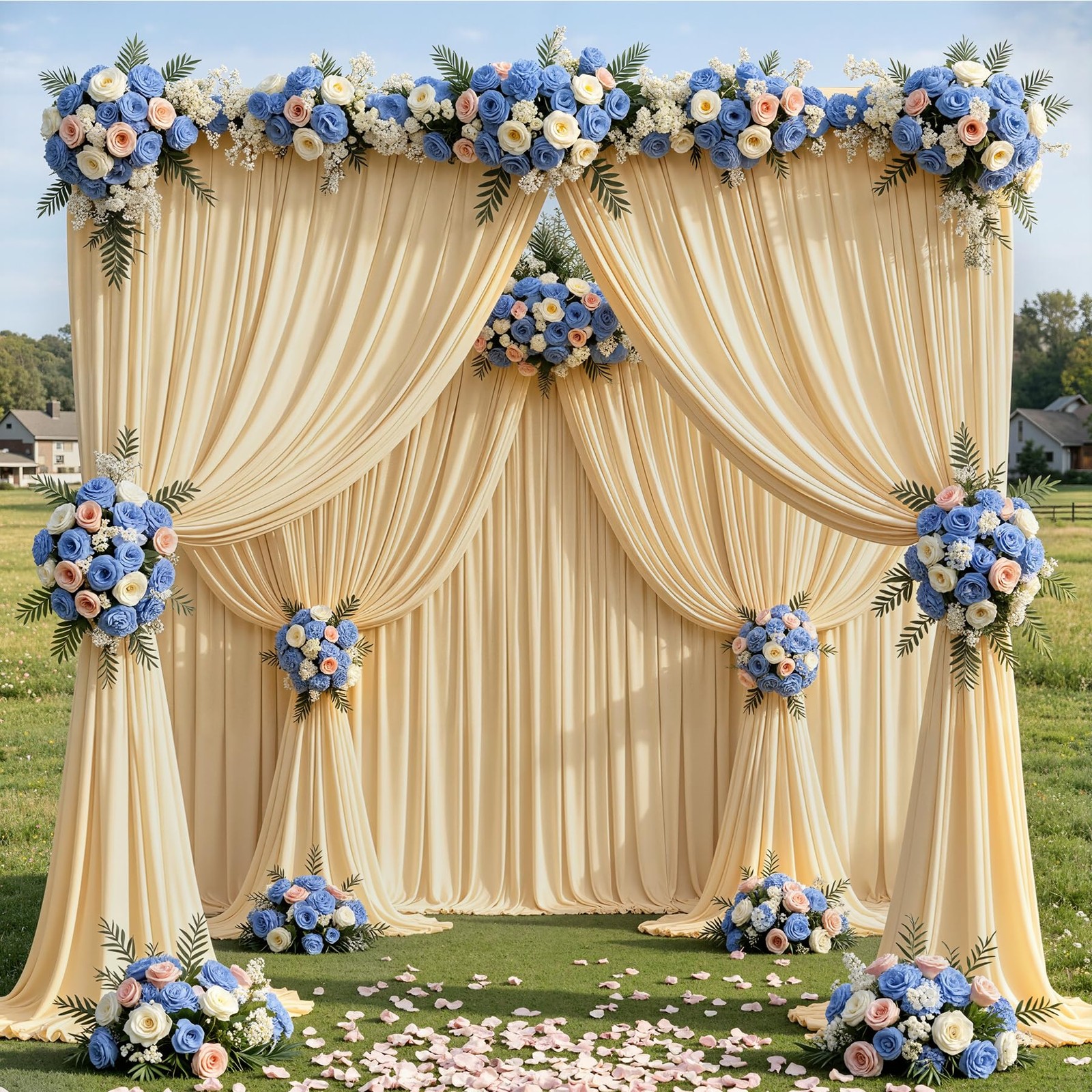 50x10ft Champagne Backdrop Curtain Panels W5′ x H10′(10 panels),
