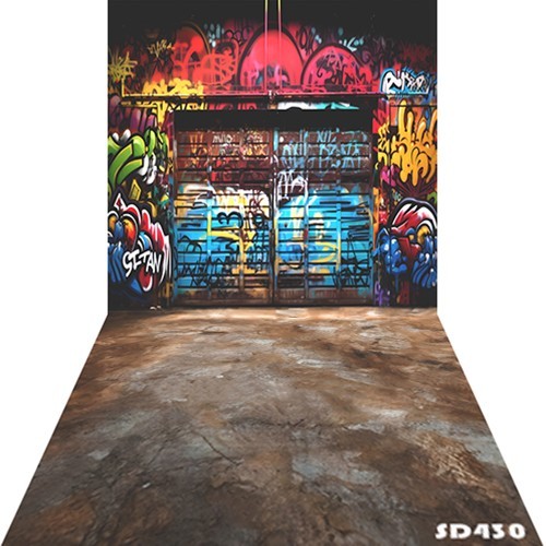 10’x20’Old Graffiti Wall Door Scenic Microfiber Fabric background backdrop SD430