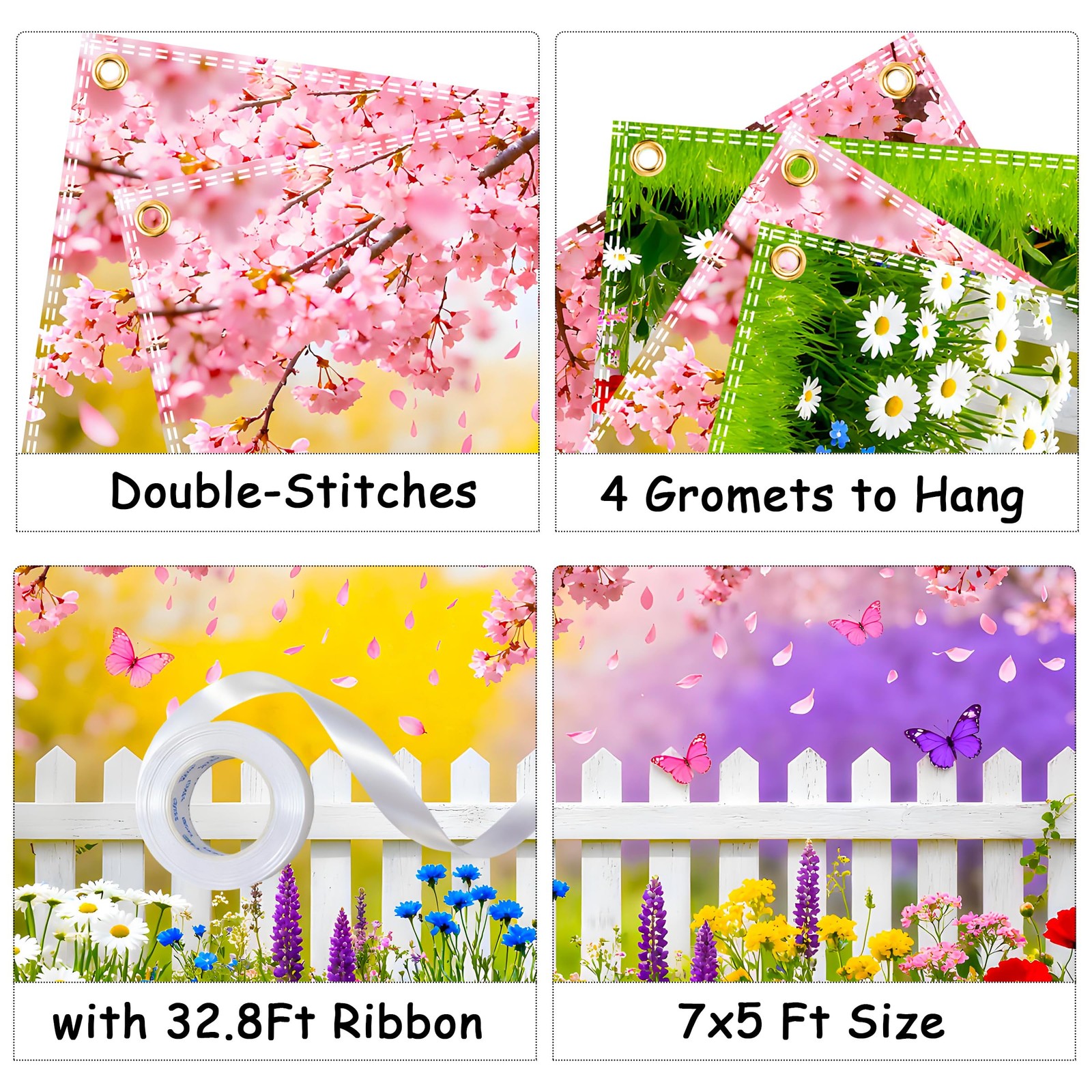 Spring Backdrop 7x5ft Garden Floral Polyester Pink 7×5 Ft,