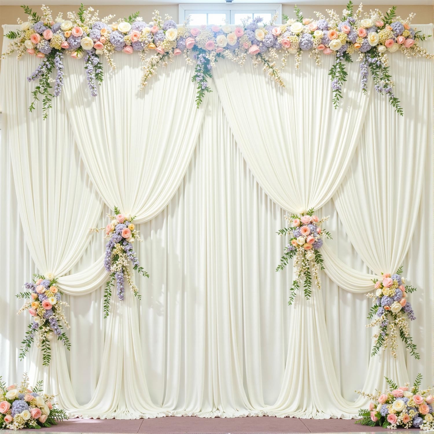 20ft x 10ft Free Ivory Wedding Backdrop Curtains for Party Bridal Shower Rece…