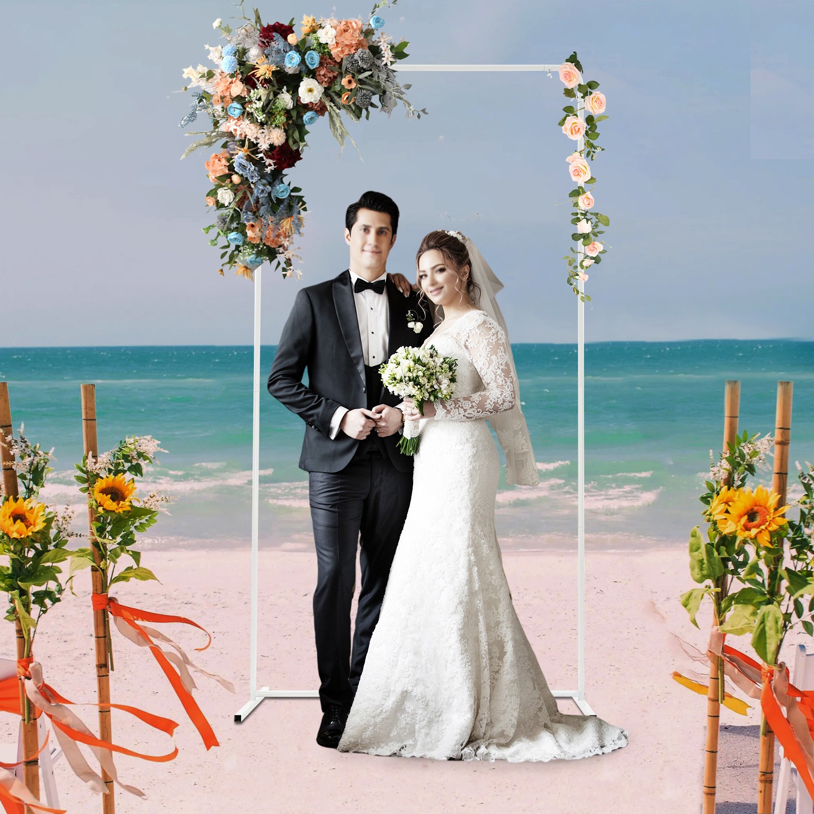 Wedding Backdrop Stand Backdrop Frame Backdrop Stand w/ Pull Rod&Elastic Fabric