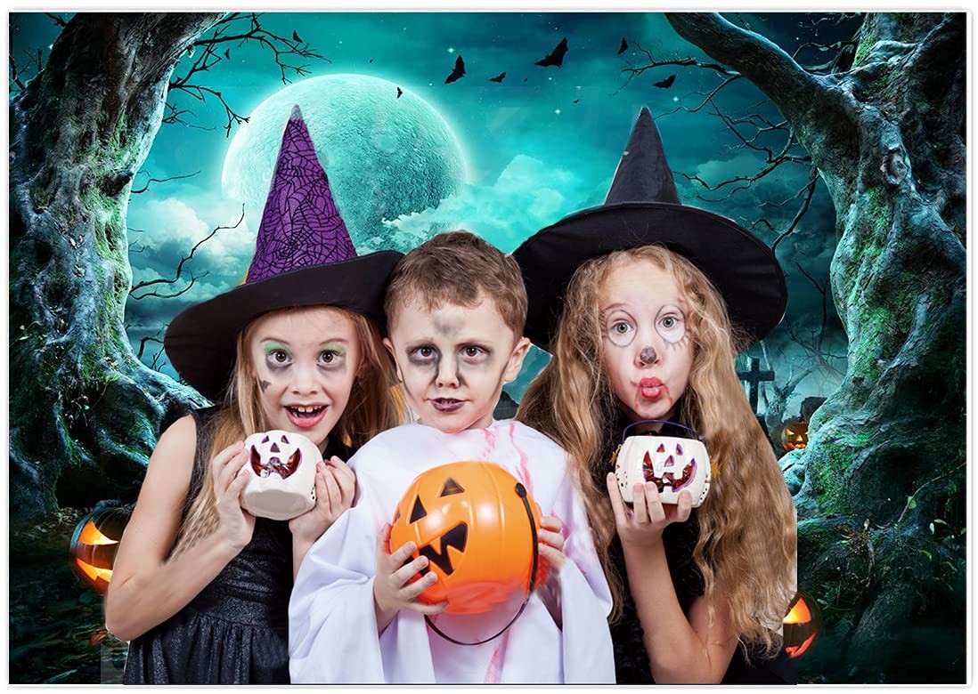 Halloween Party Supplies Horror Moon Scary Cemetery Pumpkin Props 7×5 Feet