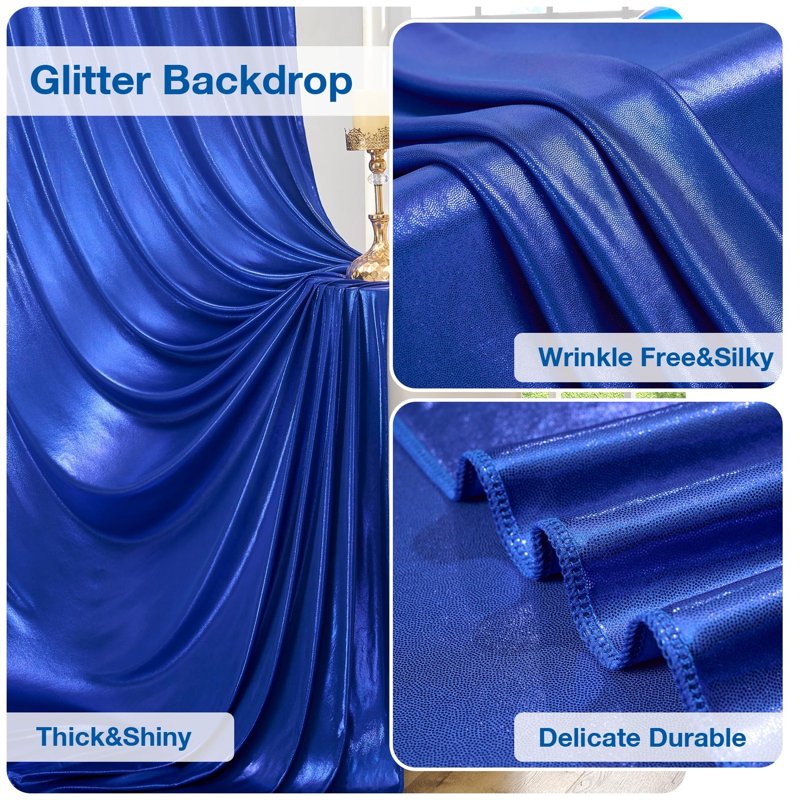 40×10 Wrinkle Free Royal Blue Sequin 5ft(W)x10ft(H)_8 Panels,