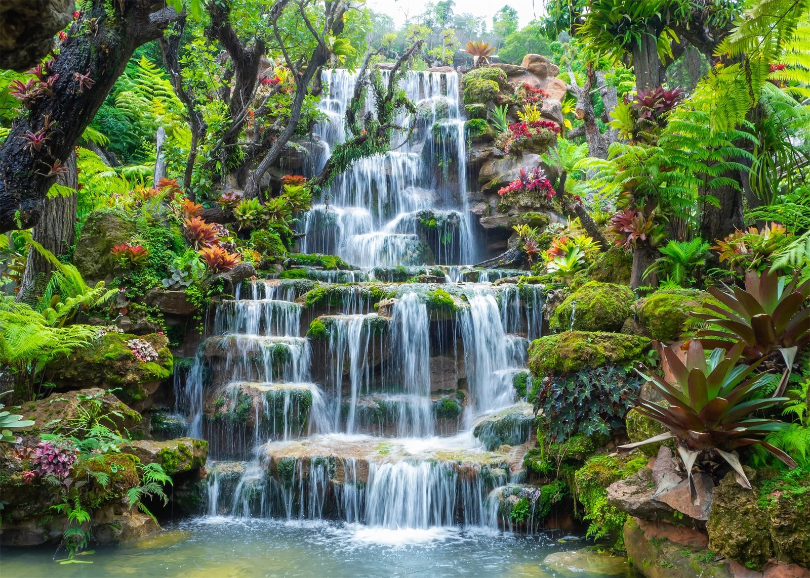 BELECO 20x10ft Fabric Garden Waterfall Backdrop 20x10FT, N5-waterfall-20