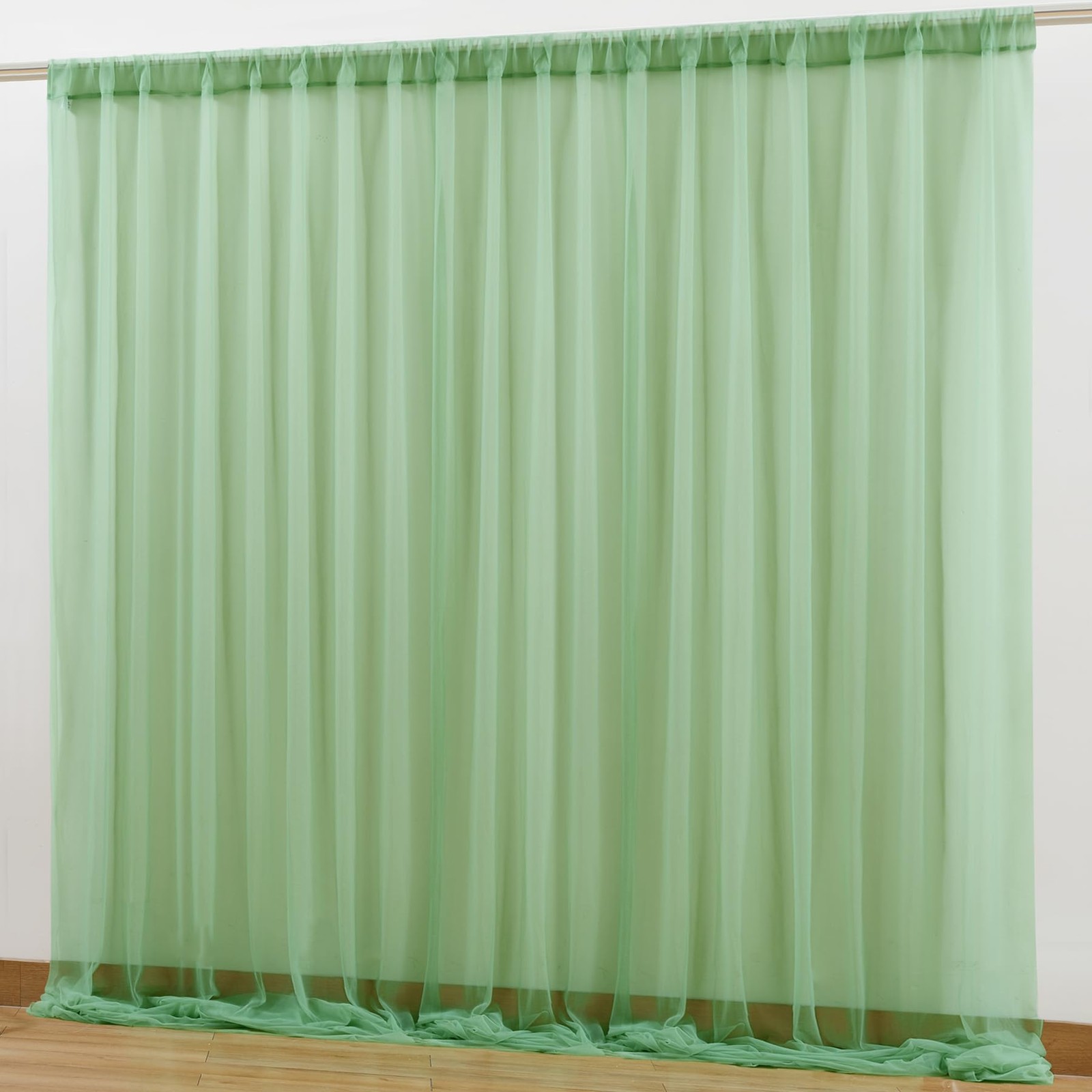 10×10 FT Green Tulle Backdrop Curtains Sheer Wedding Photo Background Drapes