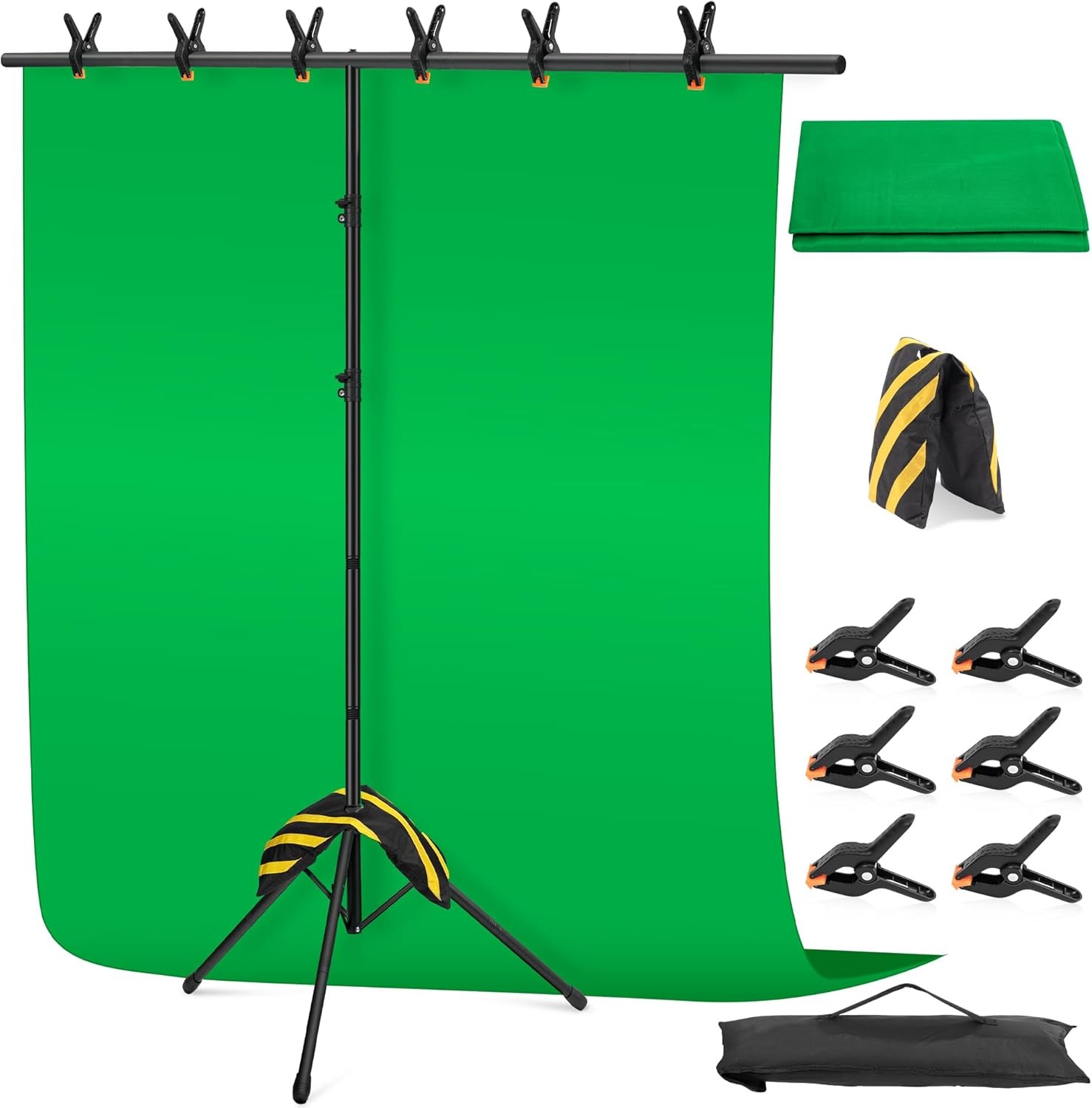 Portable Photo T-Shape Backdrop Stand W/Green Screen Background Tripod Sand Bag