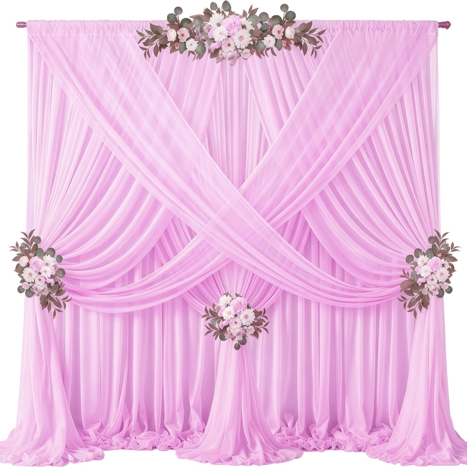 40ft x 10ft Pink Backdrop Curtains, Wrinkle-Free 5ft x 10ft, 8 Panels,
