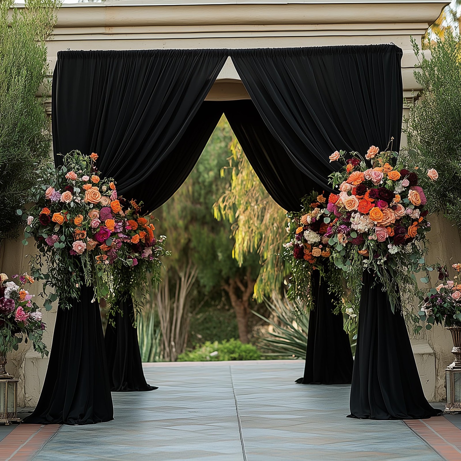 Black Polyester Backdrop Curtains 10x8FT Rod Pocket Party Photography 2 Panels
