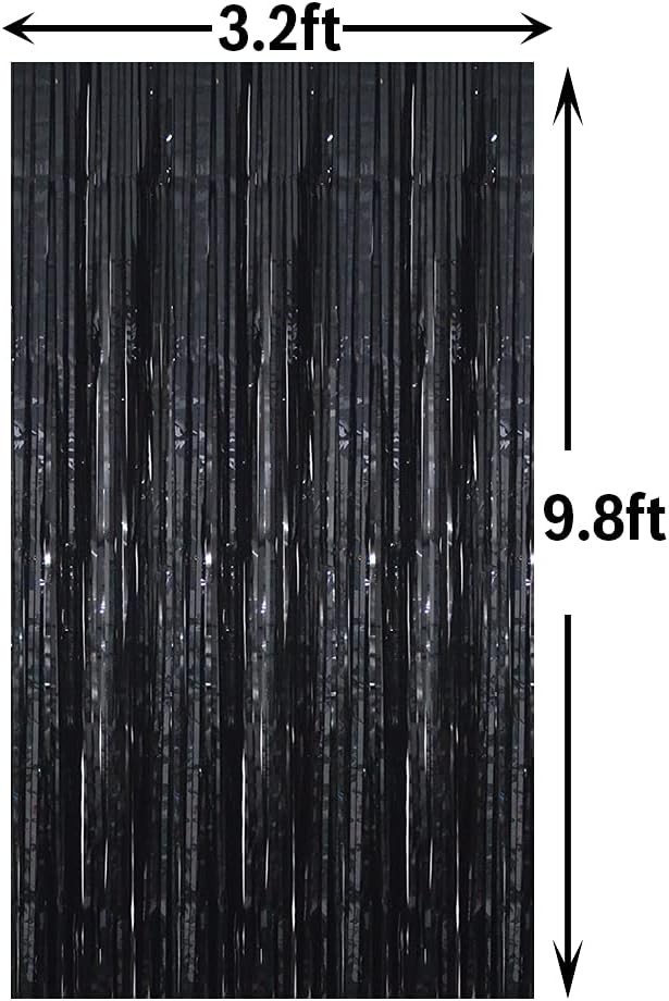 Instant Party Elegance with 3.2ft x 9.8ft Black Foil Streamers – Easy Setup!