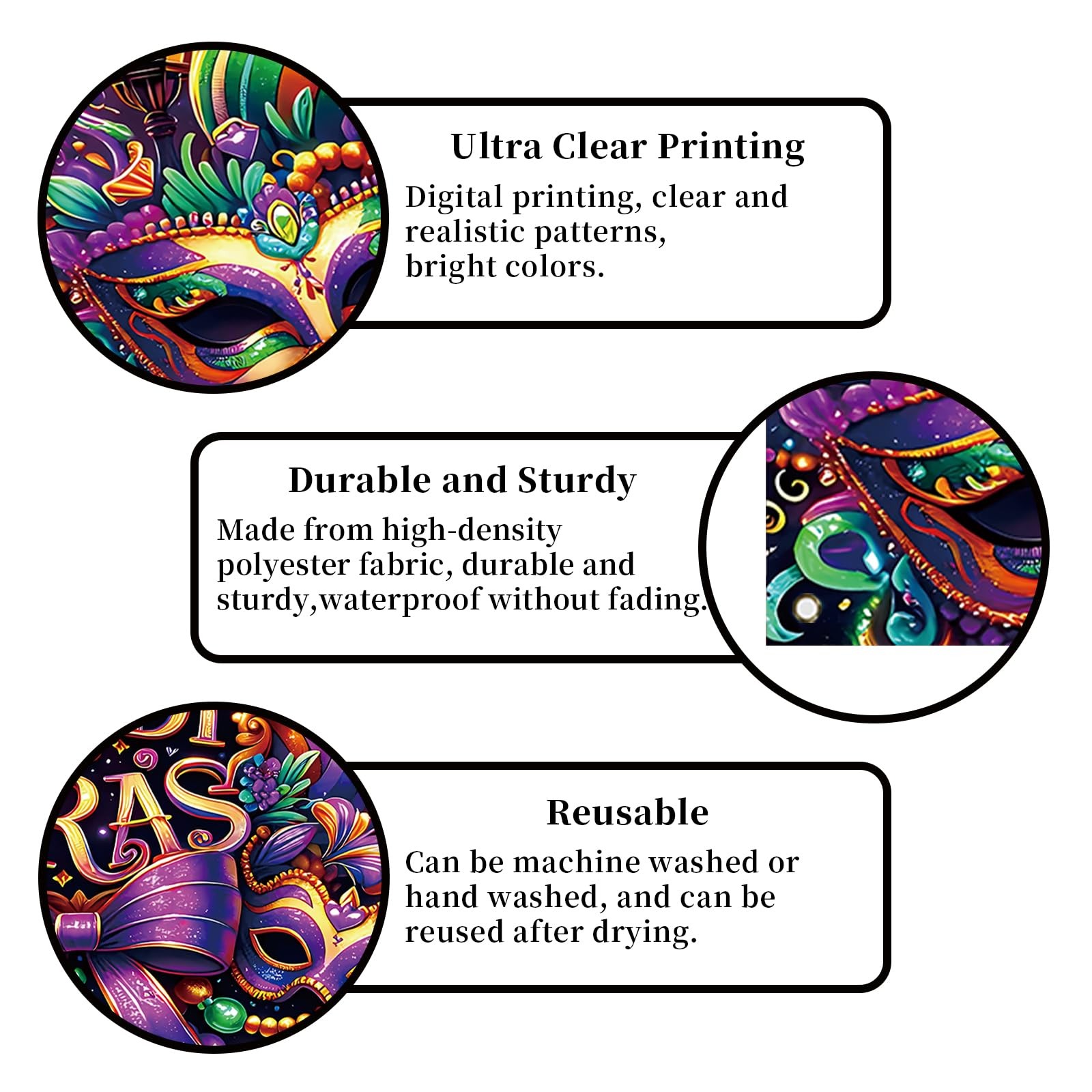 Mardi Gras Photo Backdrop New Orleans Carnival Masquerade Home Party Decor