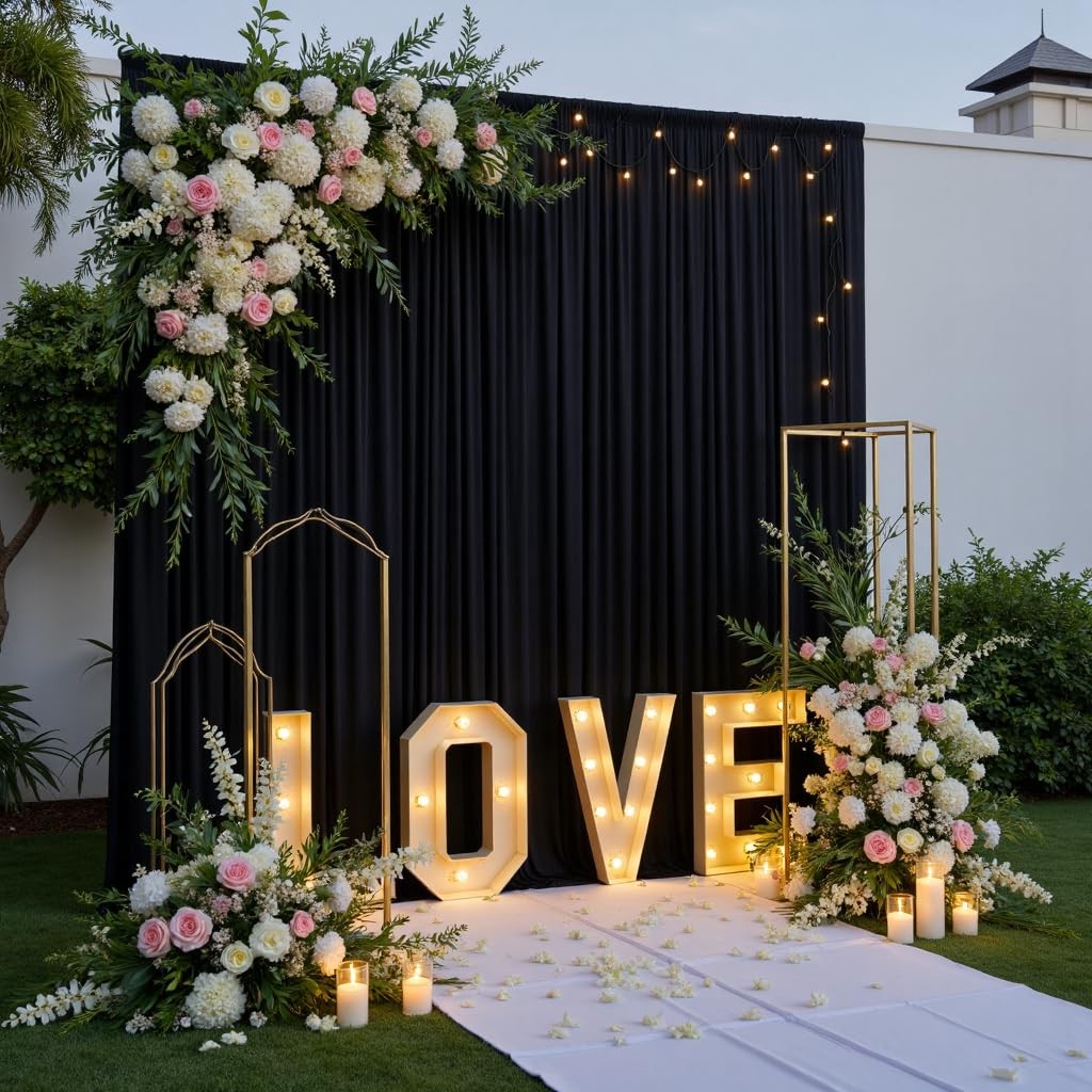60x14ft Black Backdrop Curtains for Wedding W5′ x H14′(12 panels),