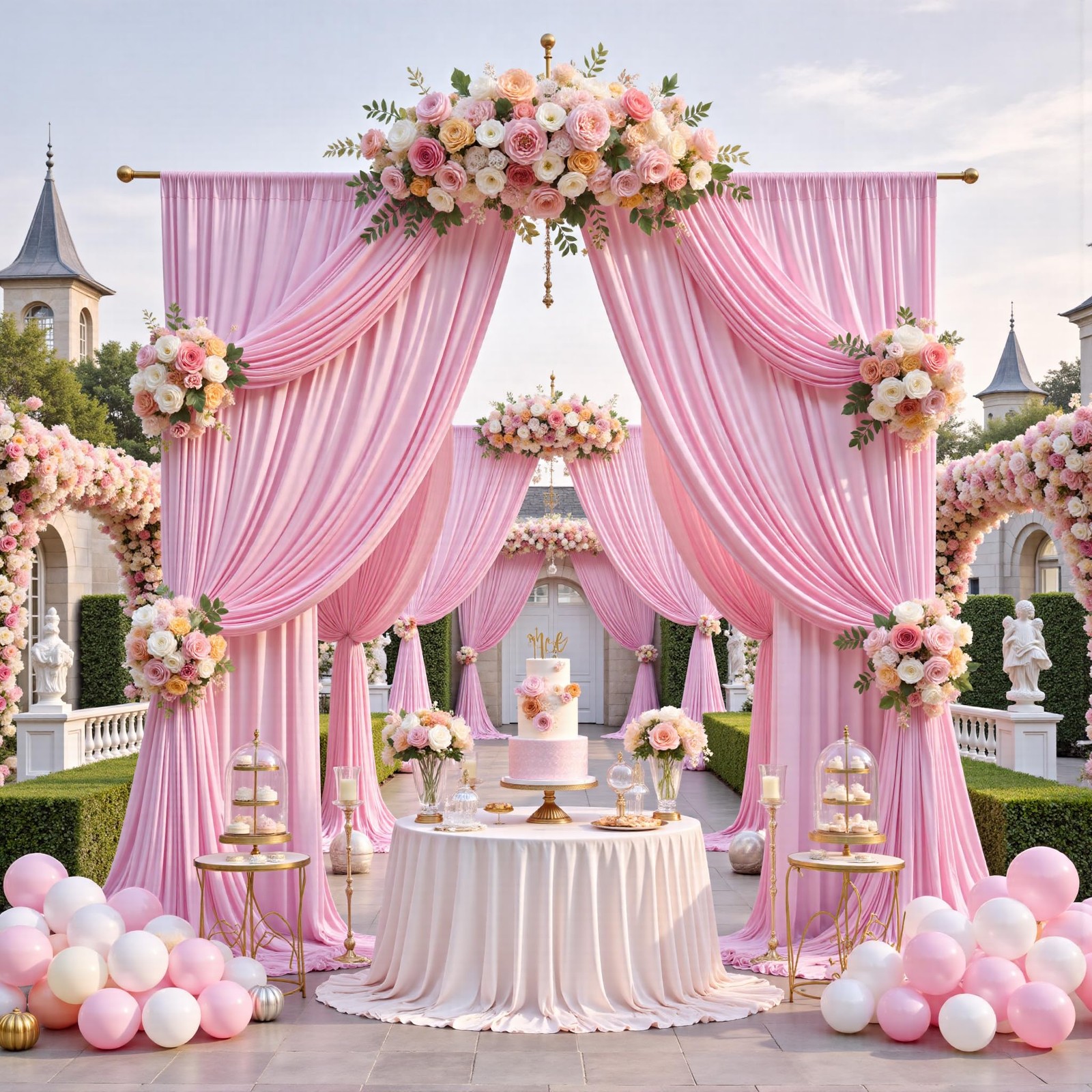 2 Panels 10×14 FT Pink Backdrop Curtains Wrinkle Free Soft Fabric Wedding