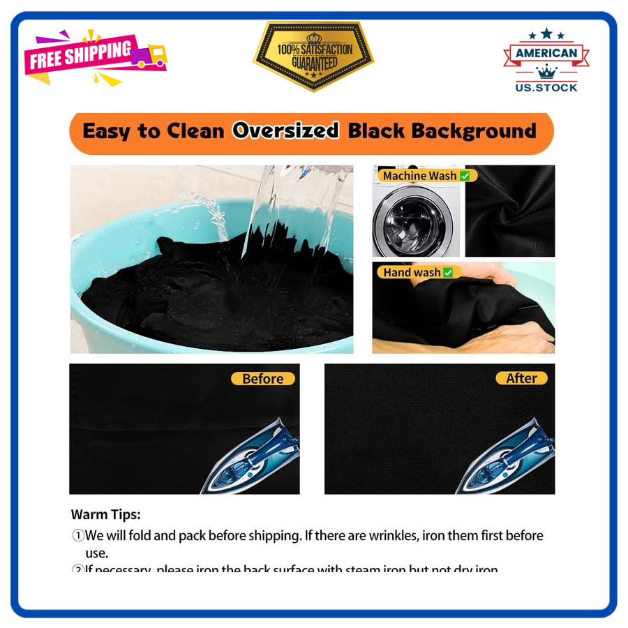 Black Backdrop 10x20ft Photo Backdrop Curtain for Photography Studio Use Events