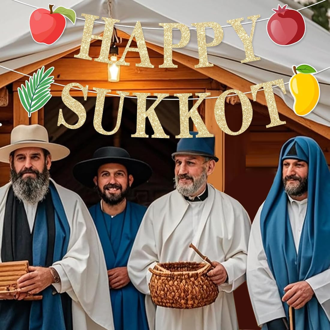 Happy Sukkot Decorations Banner Jewish Holiday Party Supplies Garland Flag for O
