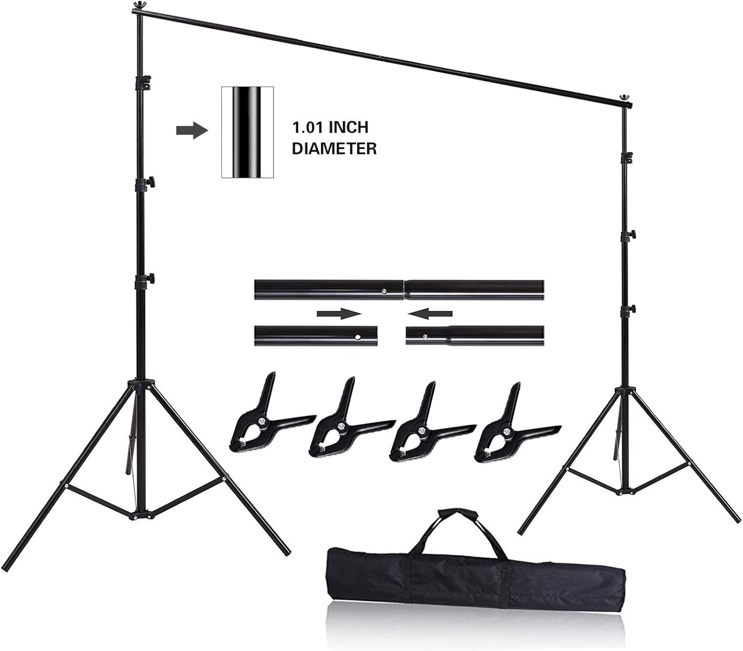 10’x8.5x Adjustable Photography Backdrop Support System Photo Video Studio w/ Ba