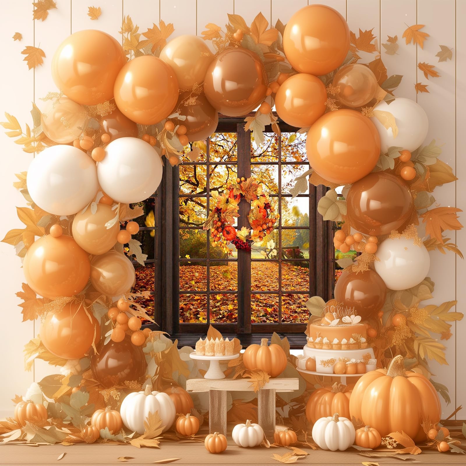 7x5ft Fall Backdrop Window Maple Leaves Fall Forest Photography Backdrop Autu…