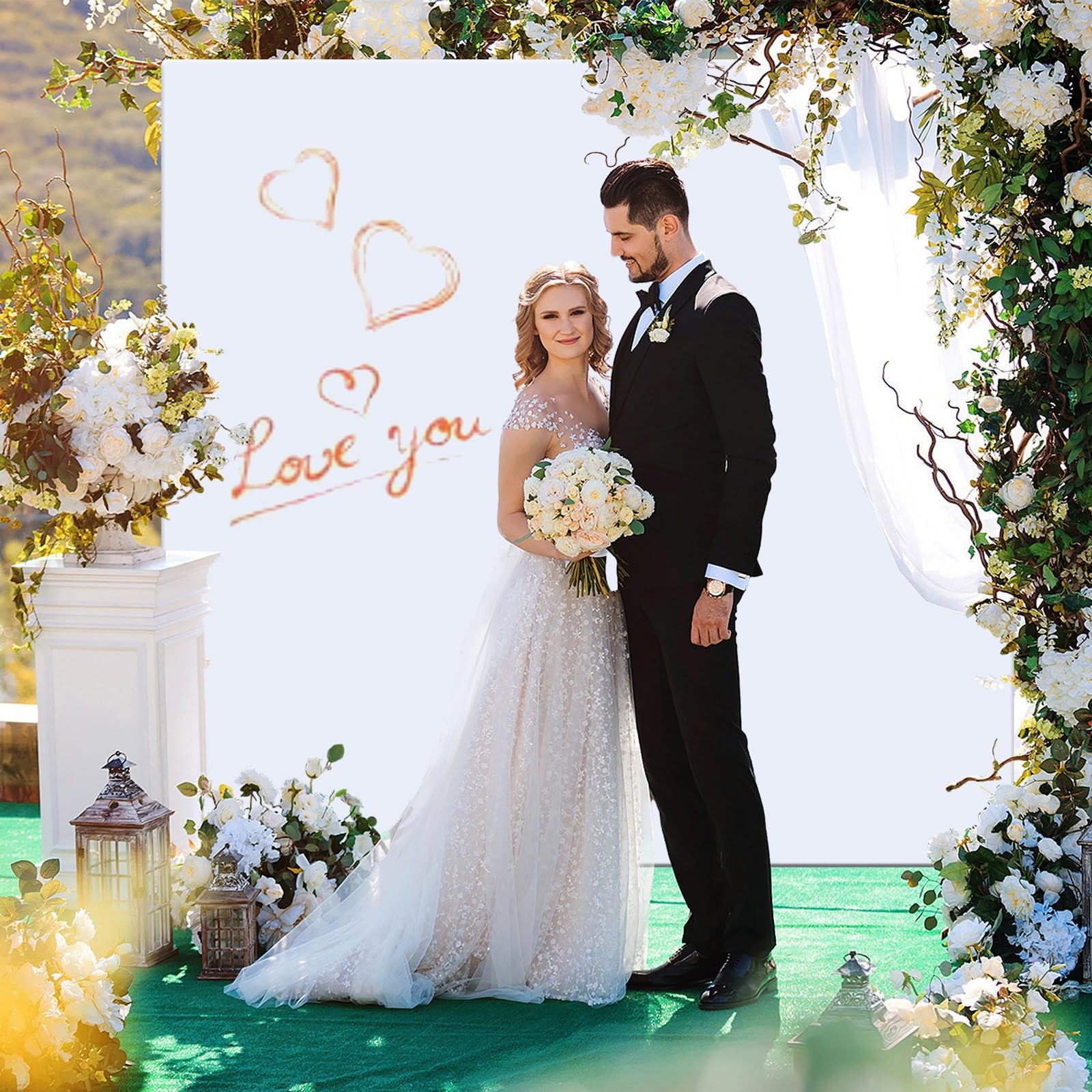 Wedding Arch Cover 6.6×6.6FT, Square Backdrop Cover Spandex Fitted Arch Cover…