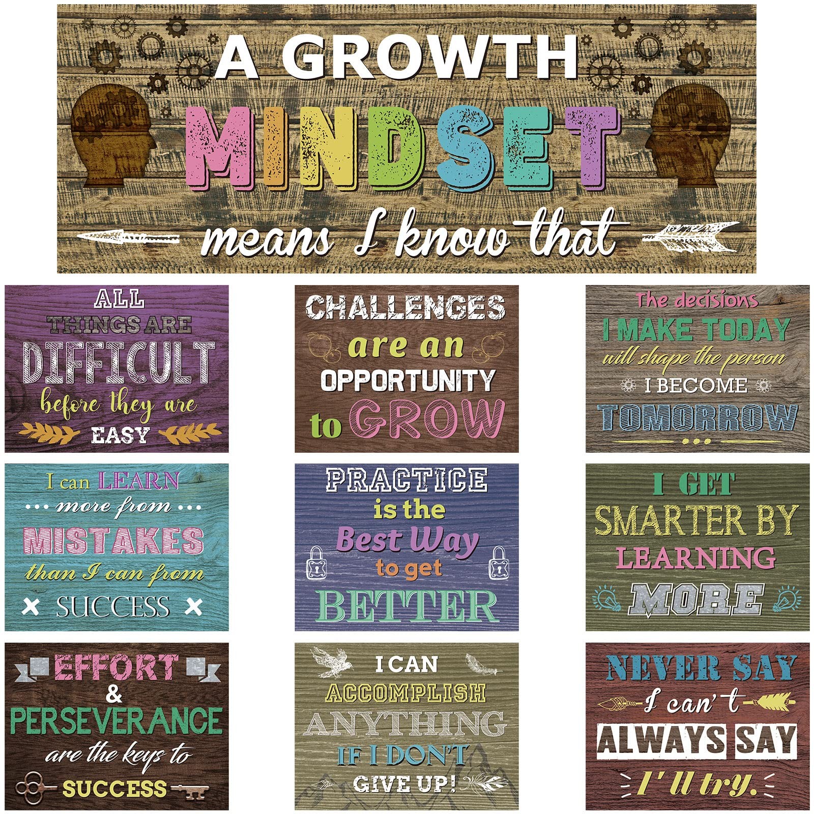 Motivational Posters Set 10pcs Classroom Inspirational Wall Art