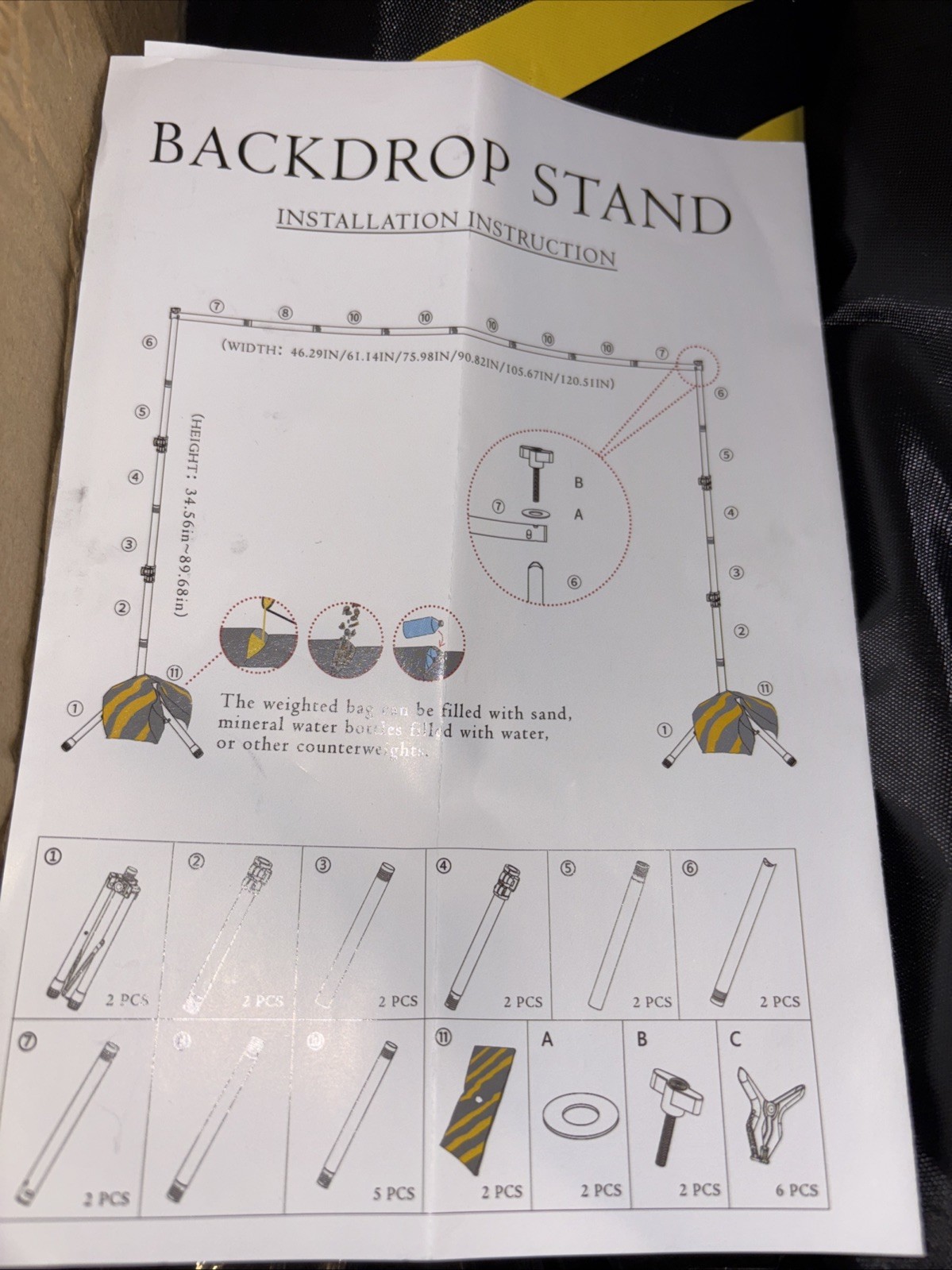 Backdrop Stand 10×7.5ft, Height Adjustable and Width Black