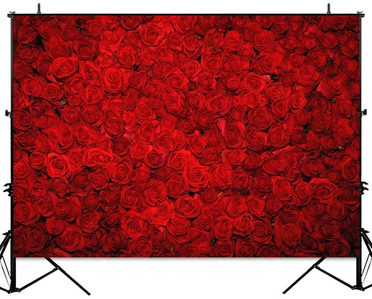 Fabric Red Rose Backdrop Roses Flower Wall Background Valentine’s Day Wedding…