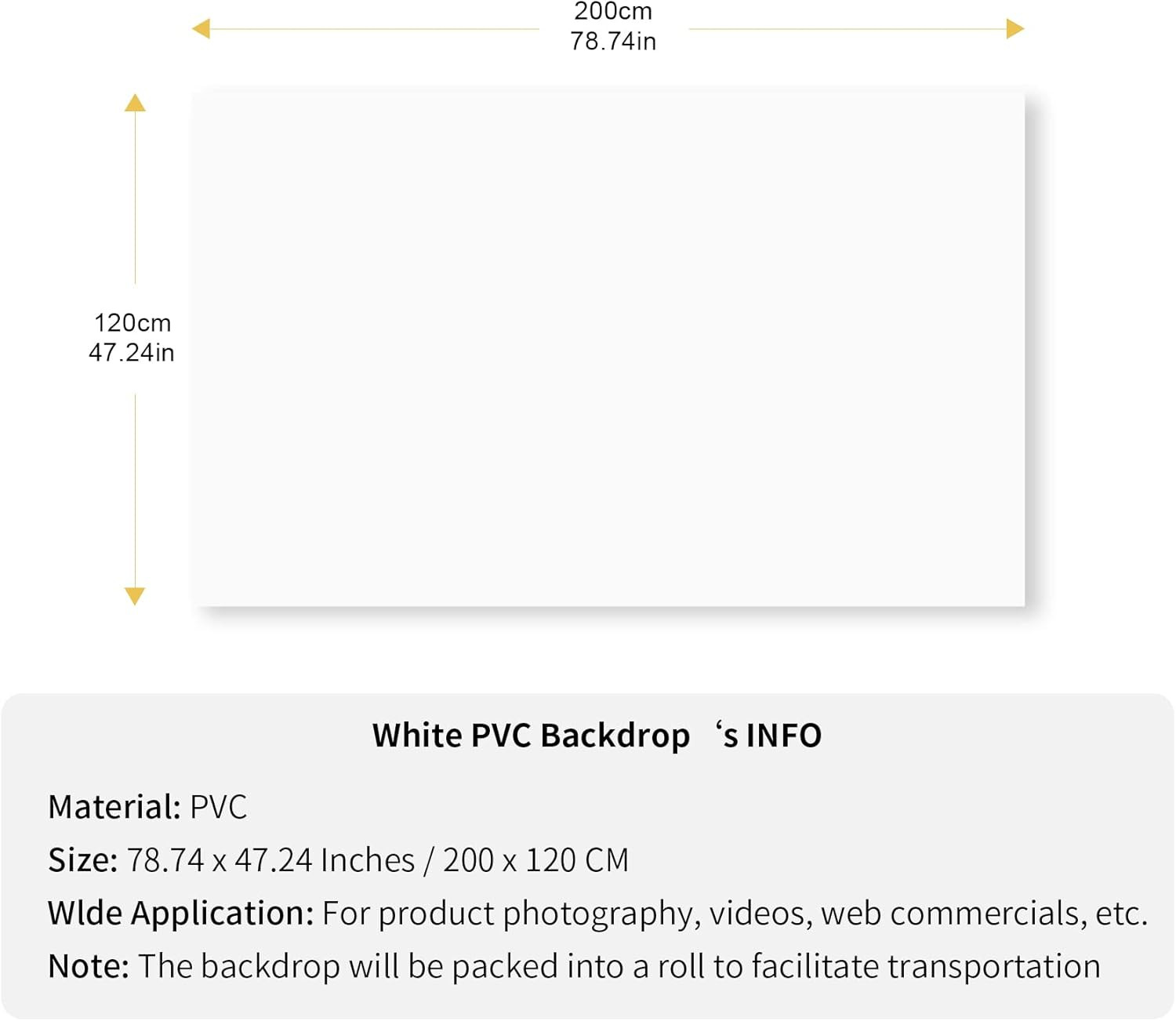 47.25X78.74 Inch PVC Backdrop Matte&Smooth PVC Background White Background Backd