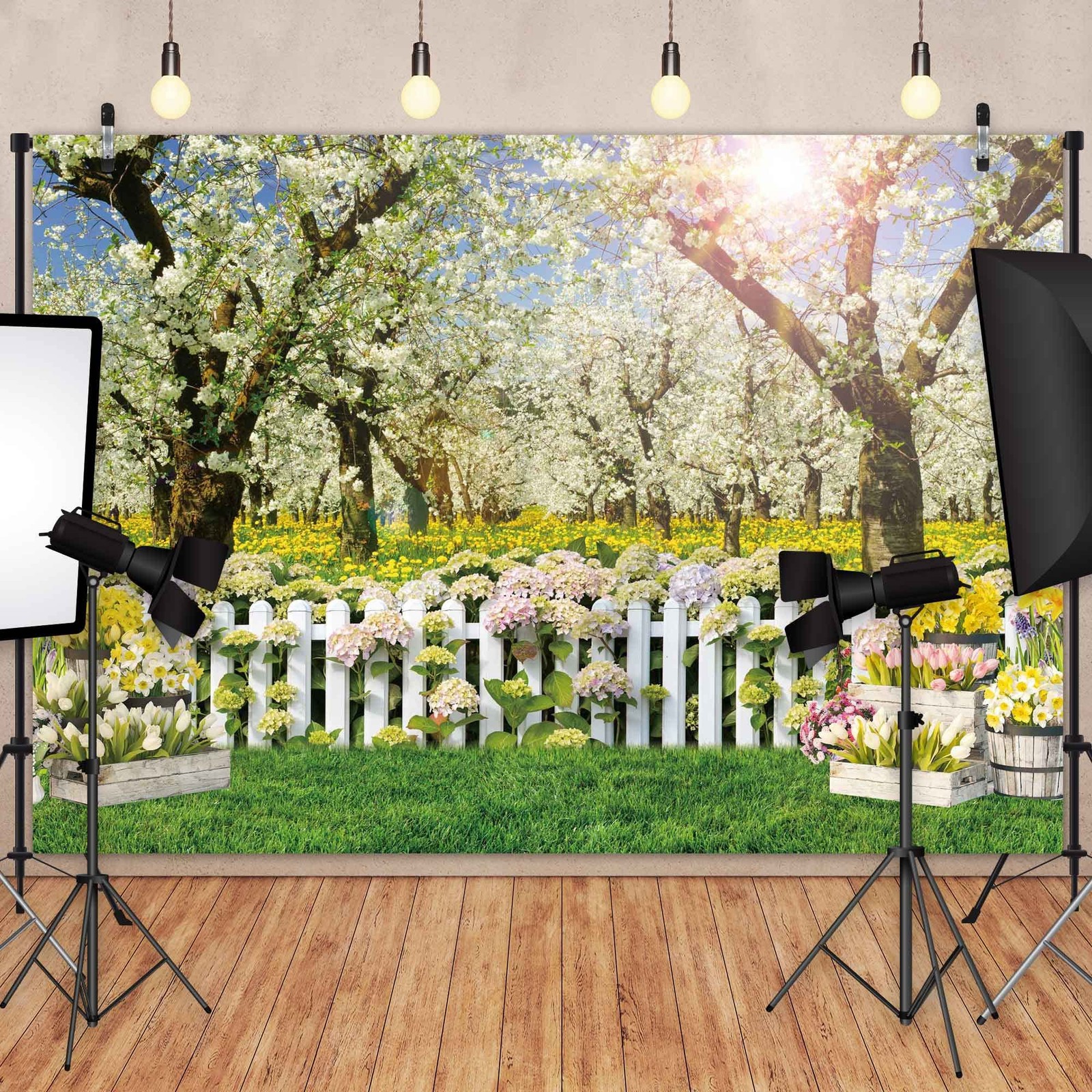 8x6ft Polyester Spring Backdrop Natural Scenery Forest Tree Photography Backg…