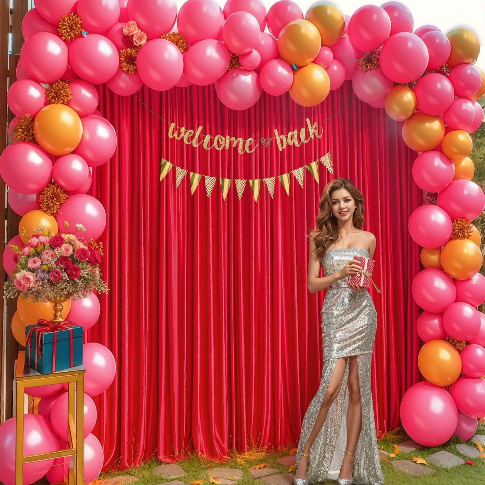 Red Backdrop Curtains 8x10ft 2 Panels Wrinkle Free Photo Drapes Background