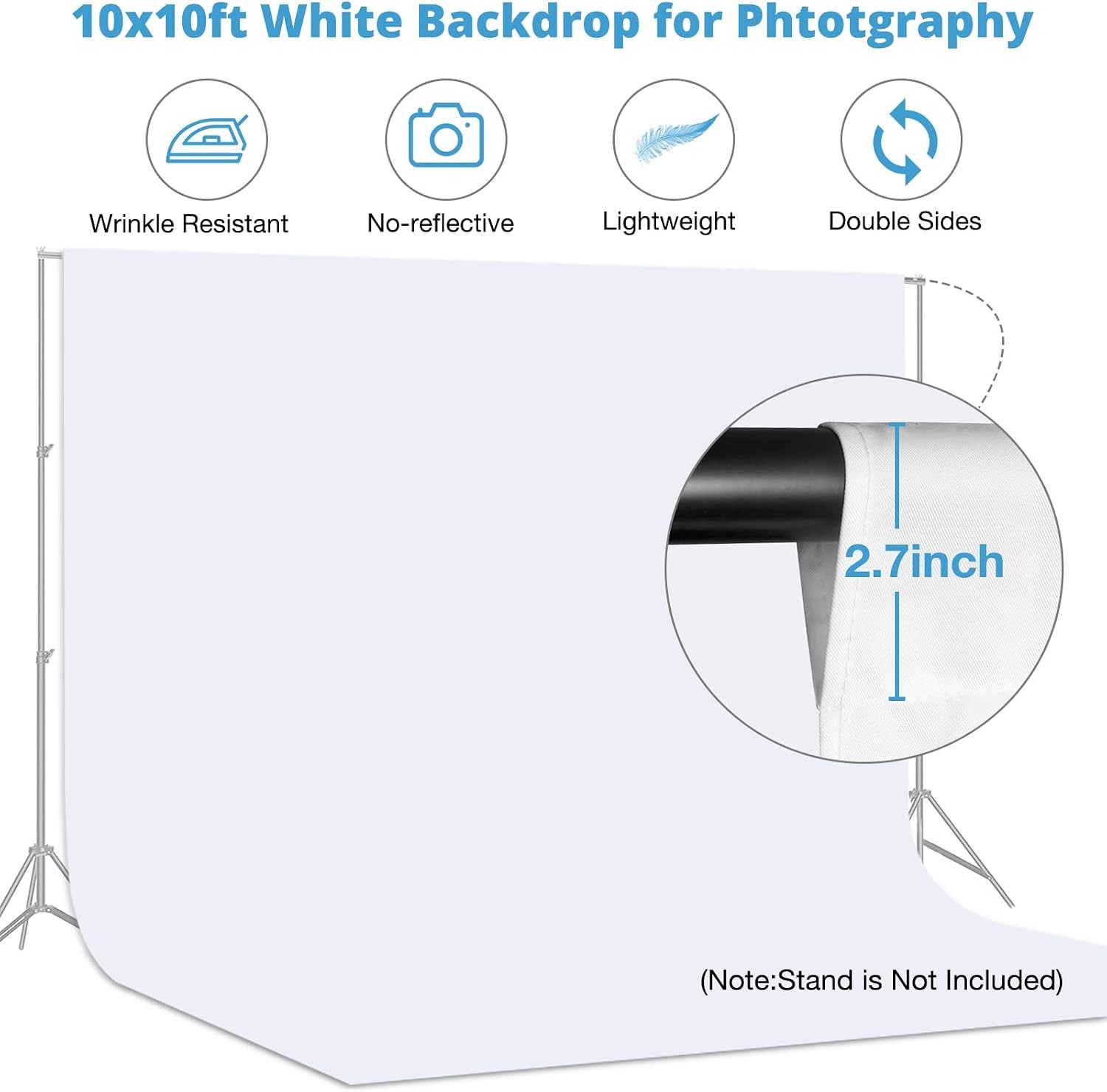 Aimosen 10×10 FT White Backdrop Background for Photography, Large Pure Photo Bac