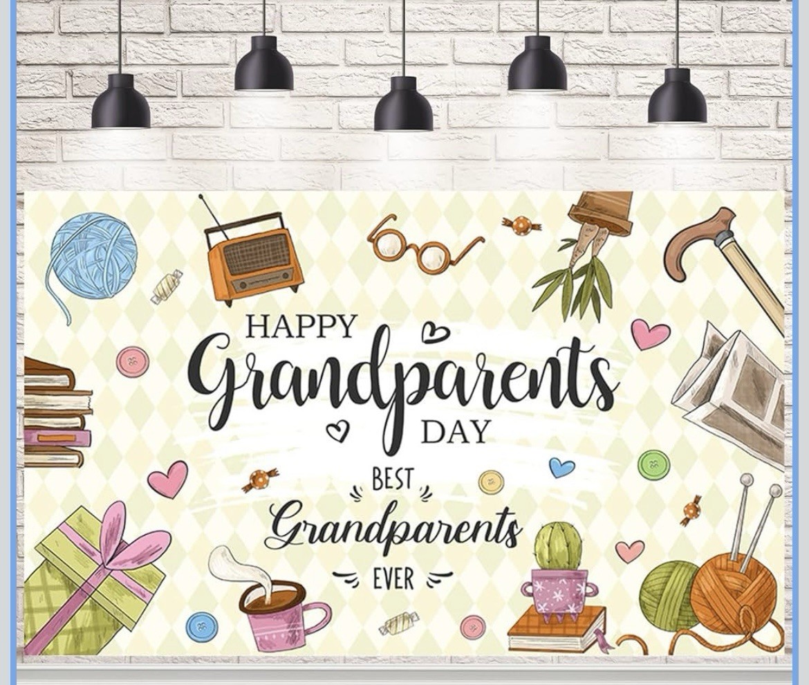 Happy Grandparents Day Banner – Extra Large, Back Ground Retro 5.9 X 3.6 Ft
