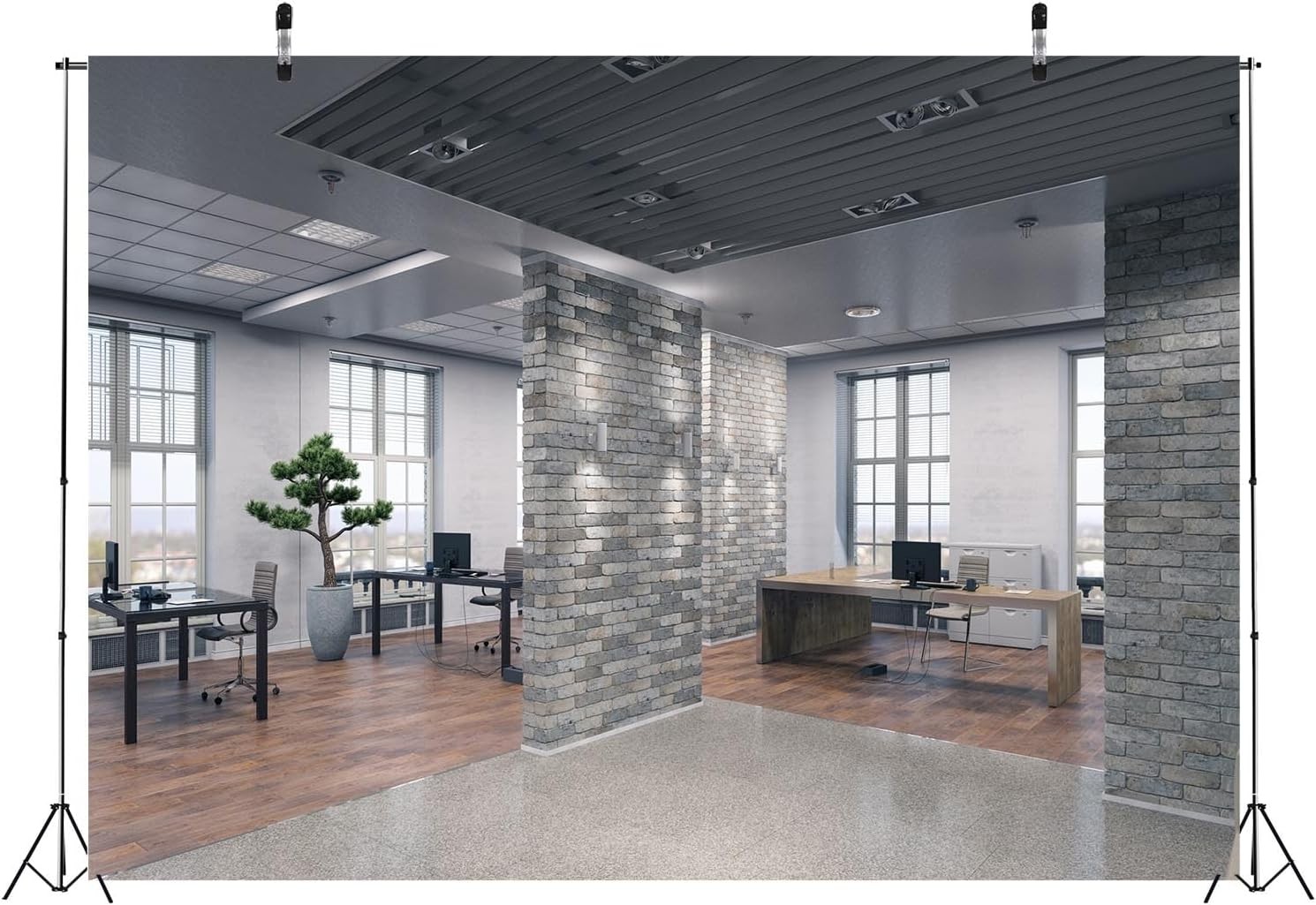 7x5ft Fabric Modern Office Backdrop for Video Conference – Elegant Business Inte