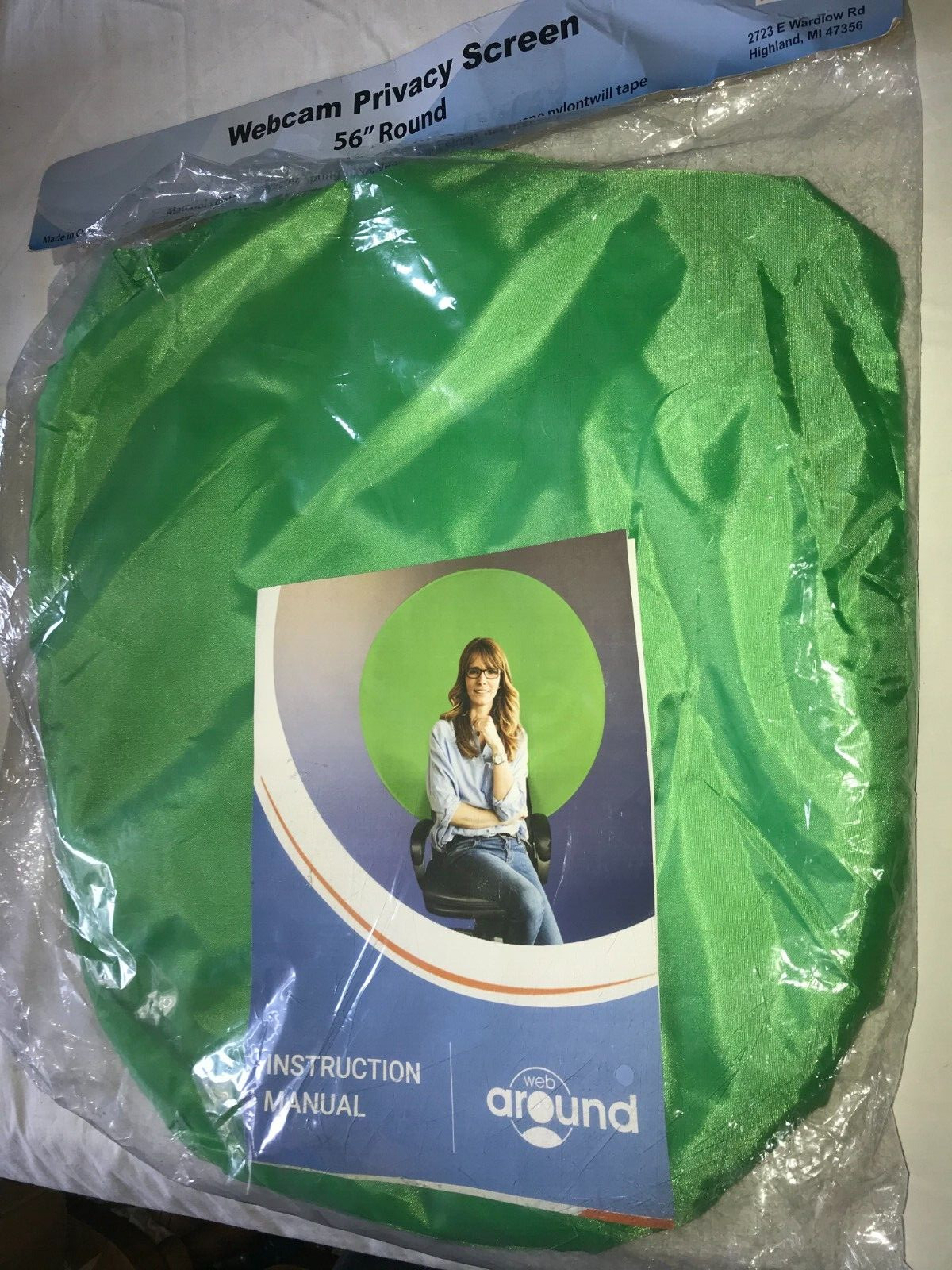 New WEB AROUND Circular Portable GREEN SCREEN Backdrop WEB CAM Privacy 56″ ROUND