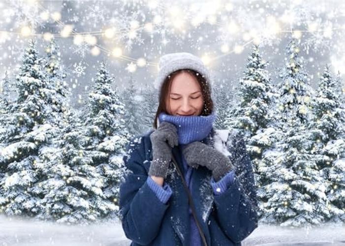 Winter Snow Scenery Backdrop Glitter Winter Forest Photography Backdrop 7X5ft