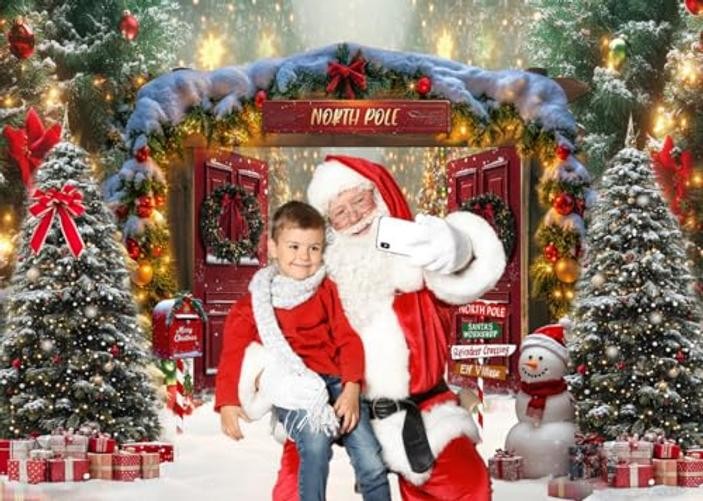 Santa’s 7x5ft Fabric Backdrop for Christmas – North Pole Forest