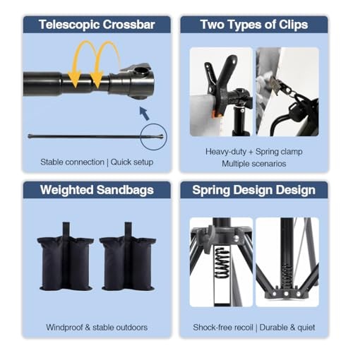 Backdrop Stand Kit for 10 x 8.5ft Tripods with Telescopic Crossbar
