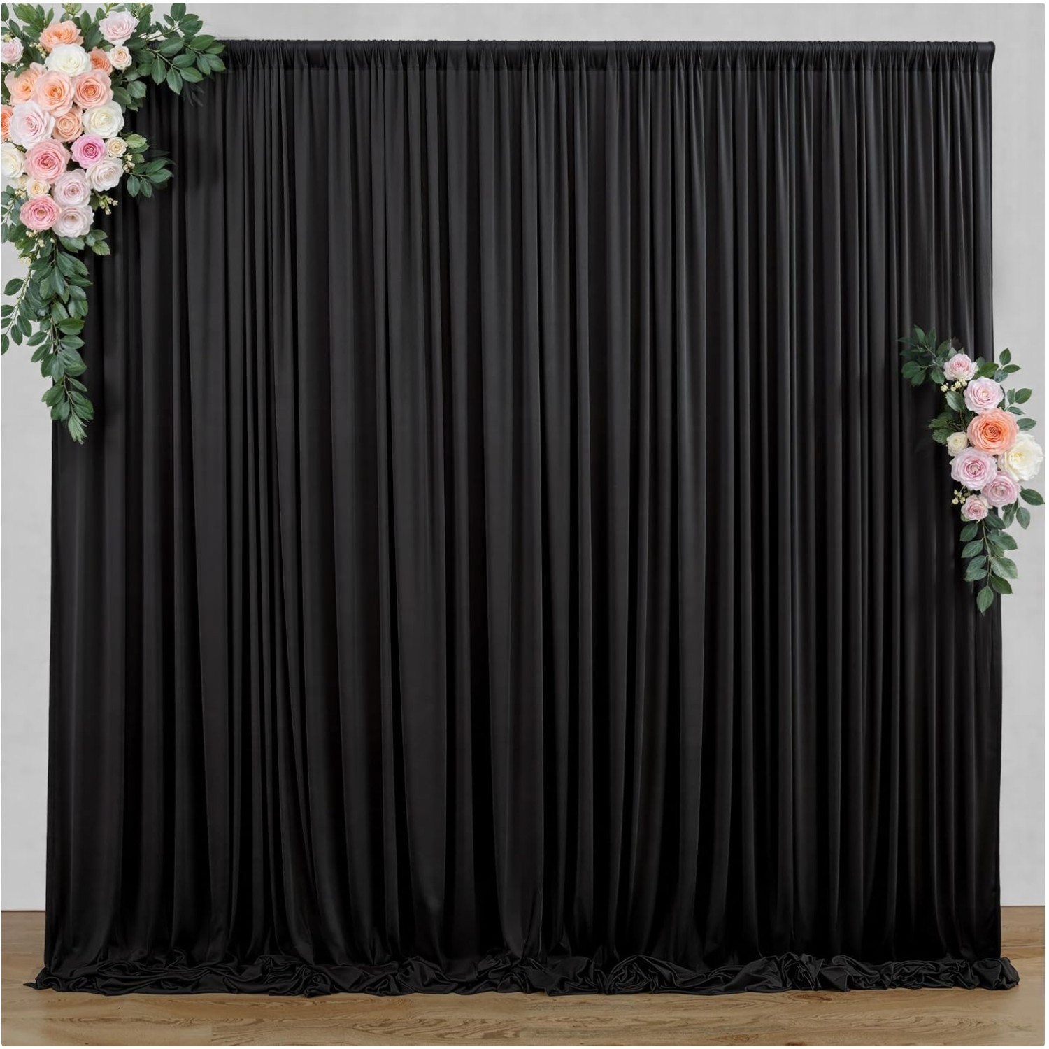 2 Panel 10ft x 7ft Black Photography Backdrop – Washable & Durable