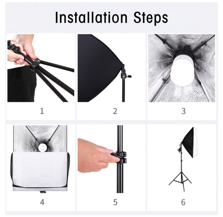 Photography Lighting Kit Including 2x2M Background Muslin Photo Studio Lighting
