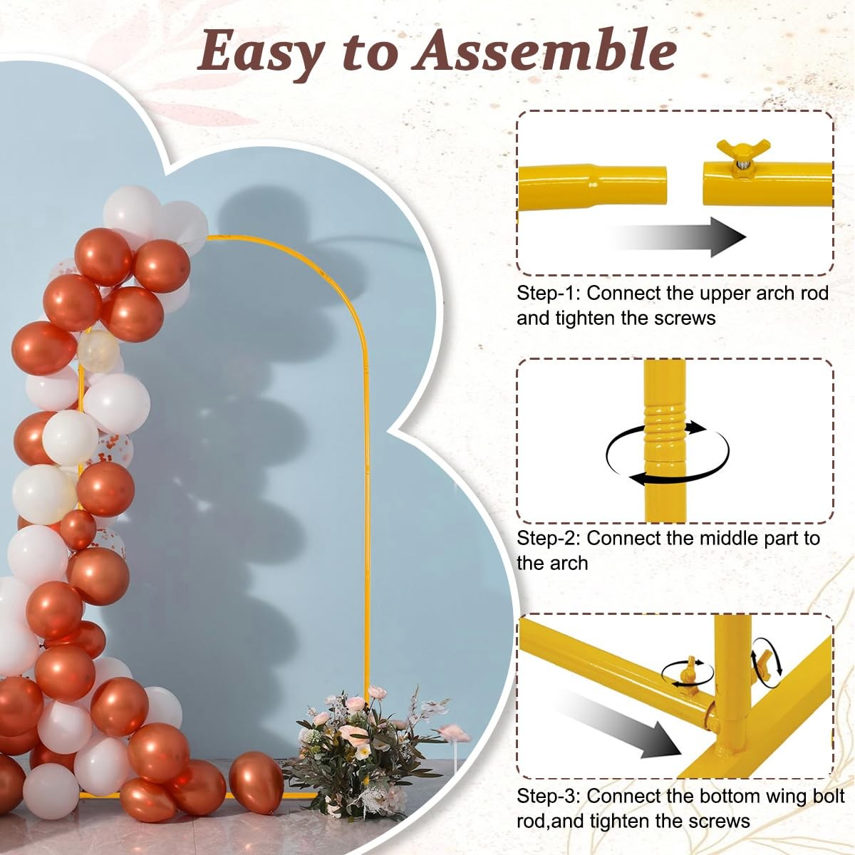 6.6 FT Wedding Arch Backdrop Stand for Party, Balloon Arch Stand, Wedding Arc…