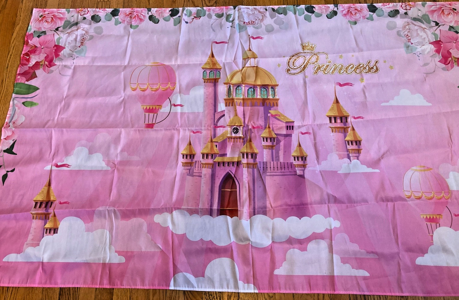 Pink princess castle girl celebration backdrop 6ft X3.5 ft
