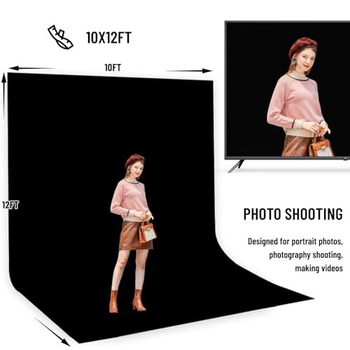 8.5X10 FT Photo Background Stand with 10X12 FT Black Backdrop Stand + Black