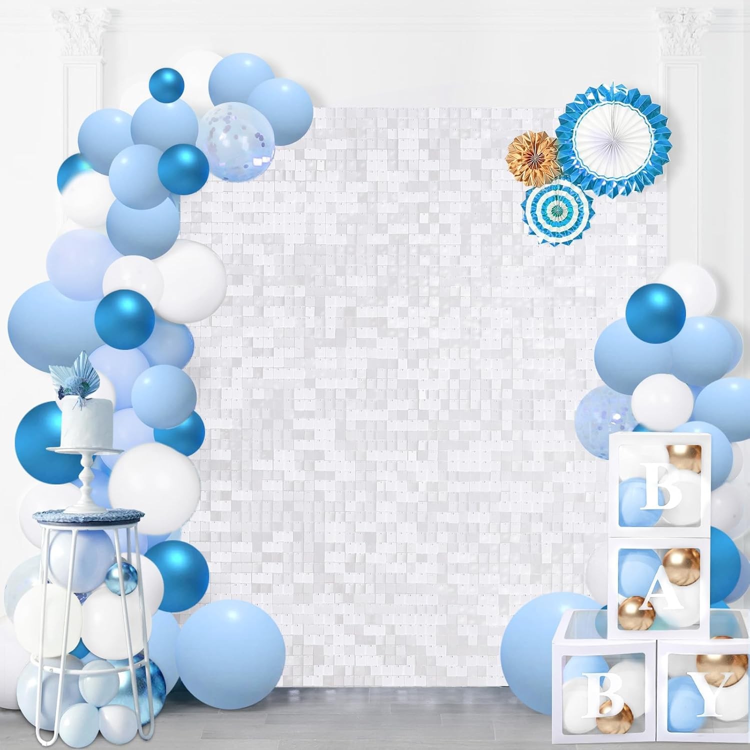 Matte White Shimmer Wall Backdrop Panels 30 6FTx5FT,