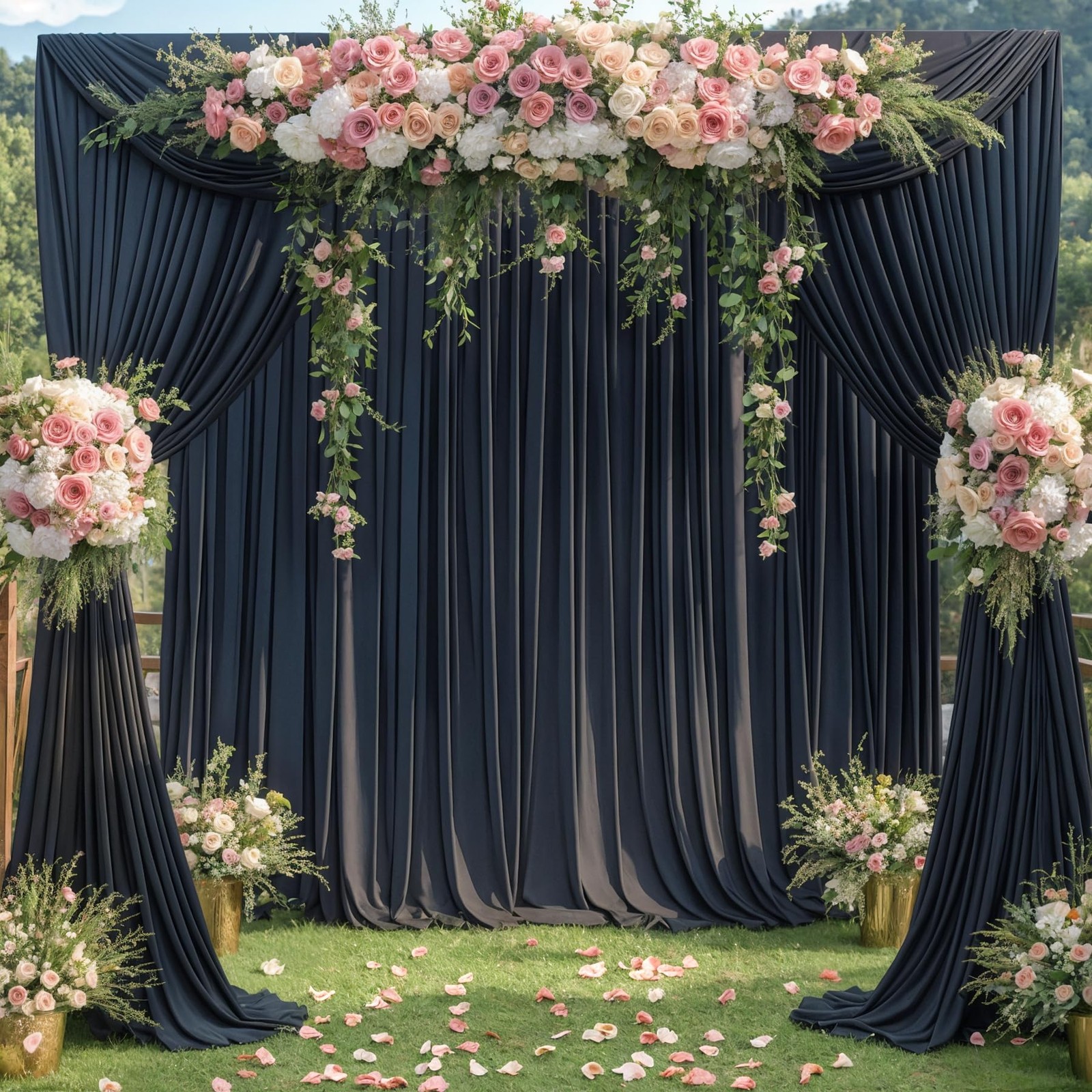 10 Panels Black Backdrop Curtains for 5′(W) x 12′(H), 10 panels,