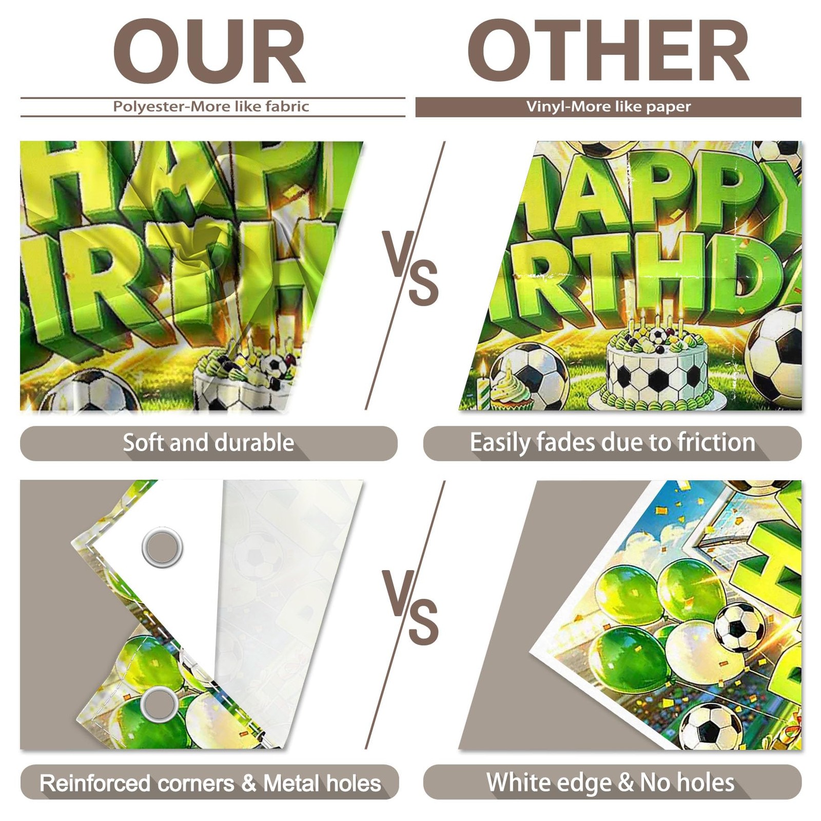 72x43inch Green Soccer Happy Birthday Backdrop Cartoon Football Game Cake Bal…