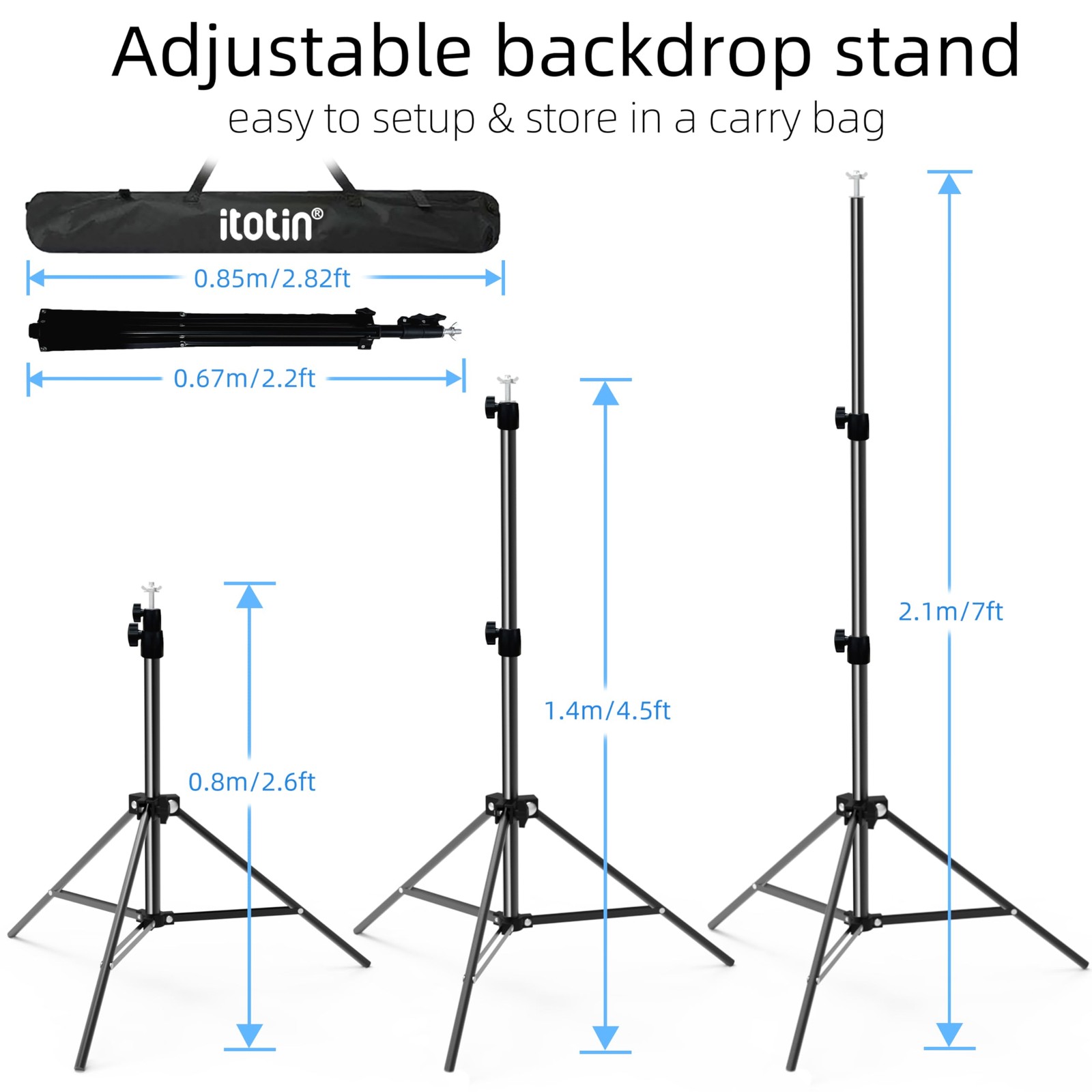 Backdrop Stand 10x7ft(WxH) Photo Studio Background Stand Support System Backd…