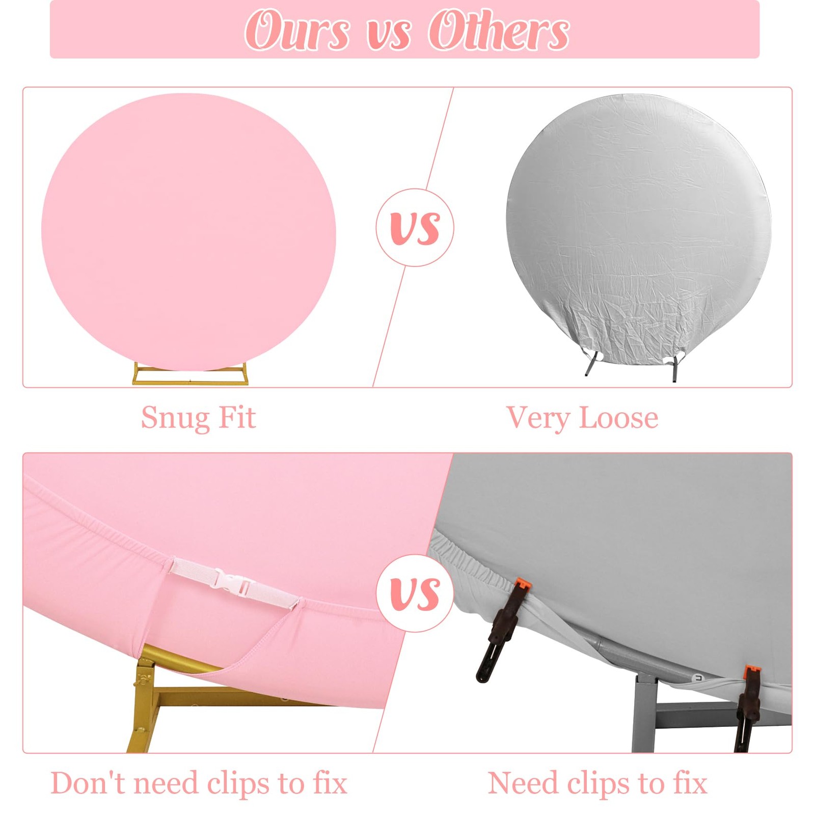 6.6FT Round Spandex Fitted Wedding Arch Cover for Circle Arch Stand, Thick Sp…