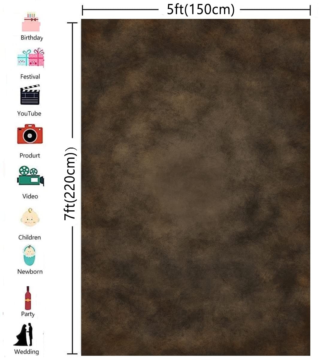 5x7ft Dark Brown Mottled Texture Photography Backdrop for 5x7ft, TT-S0312