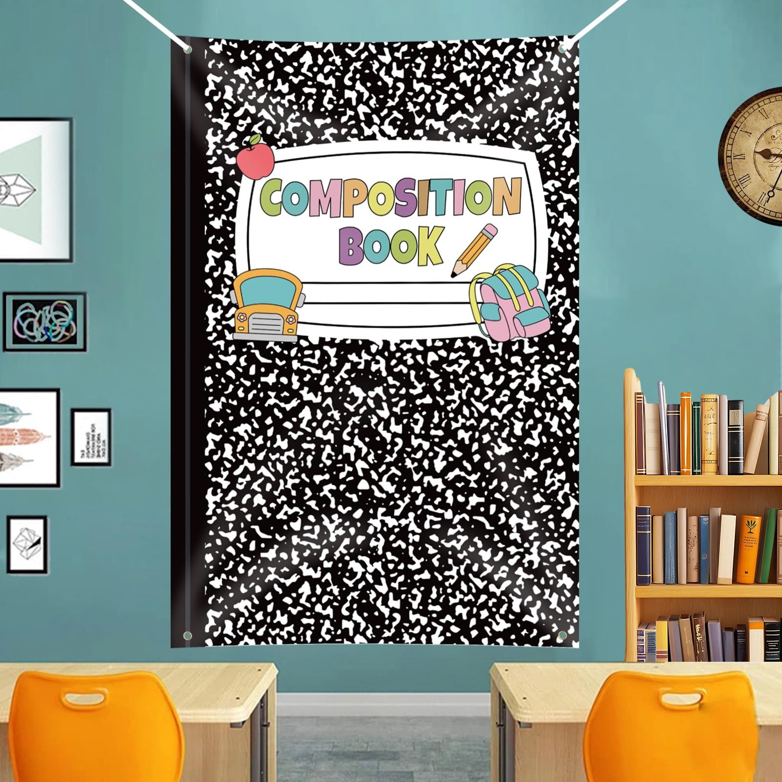 Composition Notebooks Door Cover, 40×60 Inch Classroom Library Students Banne…
