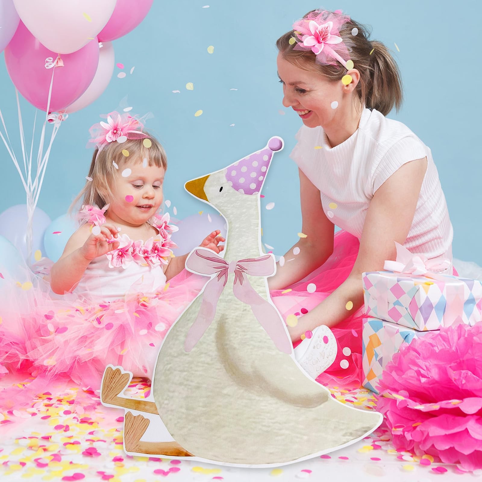 Pink Silly Goose Birthday Party Backdrop Decorations Baby Baptism Photo Prop