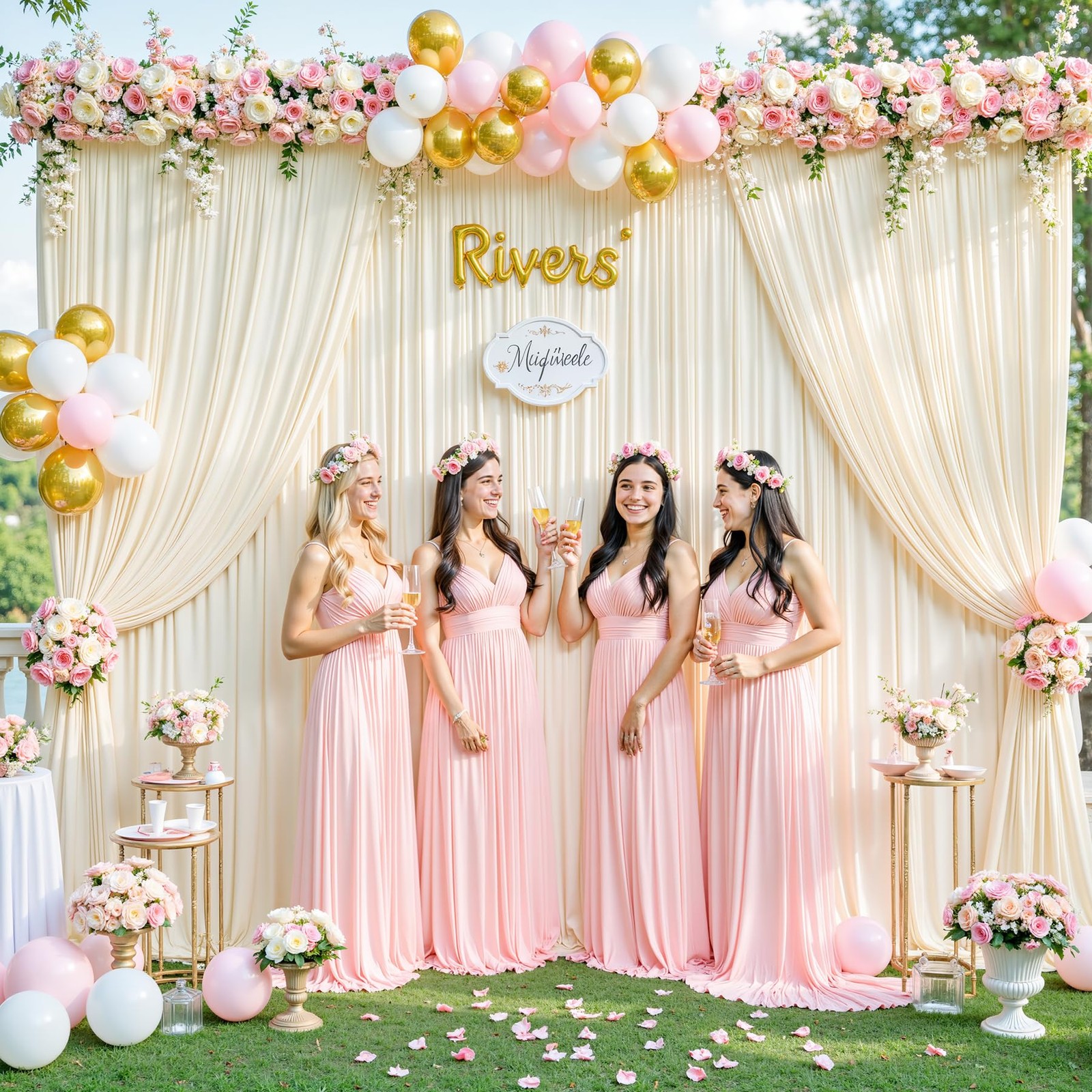10×10 Champagne Backdrop Curtain for Parties Wedding Baby Shower Free Photo C…