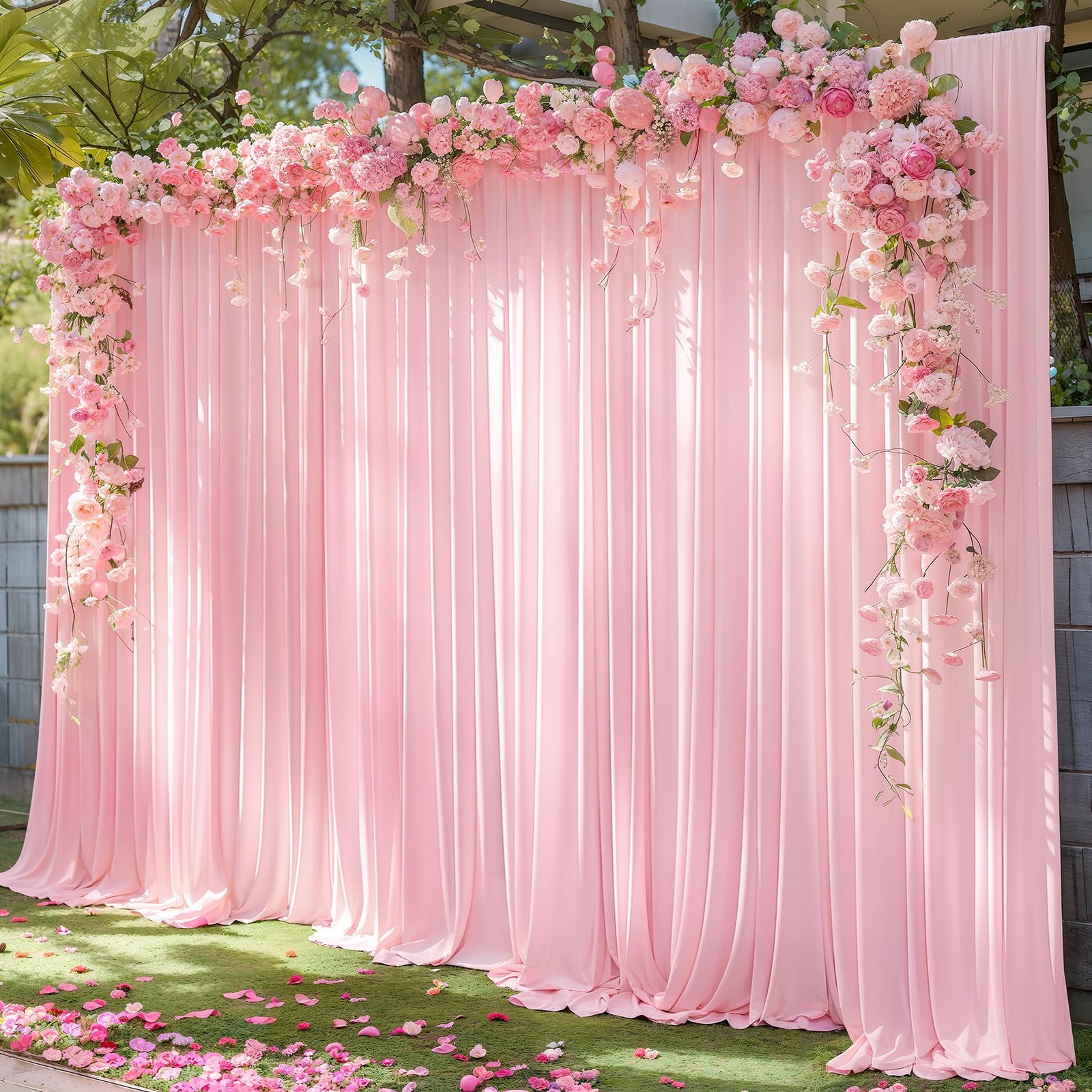 10x10ft Pink Wrinkle Free Polyester Photography Backdrop Curtain Panels Drapes