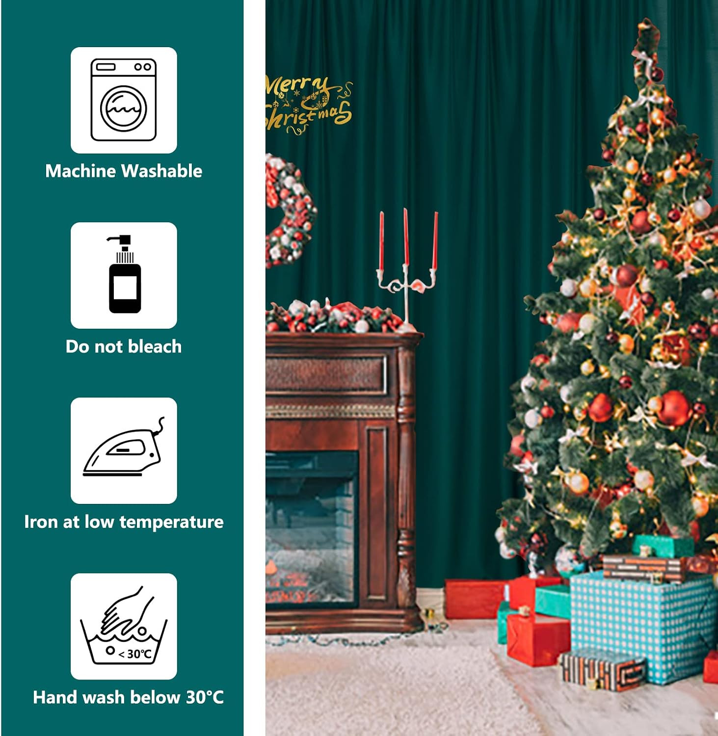 MYSKY HOME 10ft x 7ft Green Backdrop Curtains for Parties, Weddings, Stage & Bab